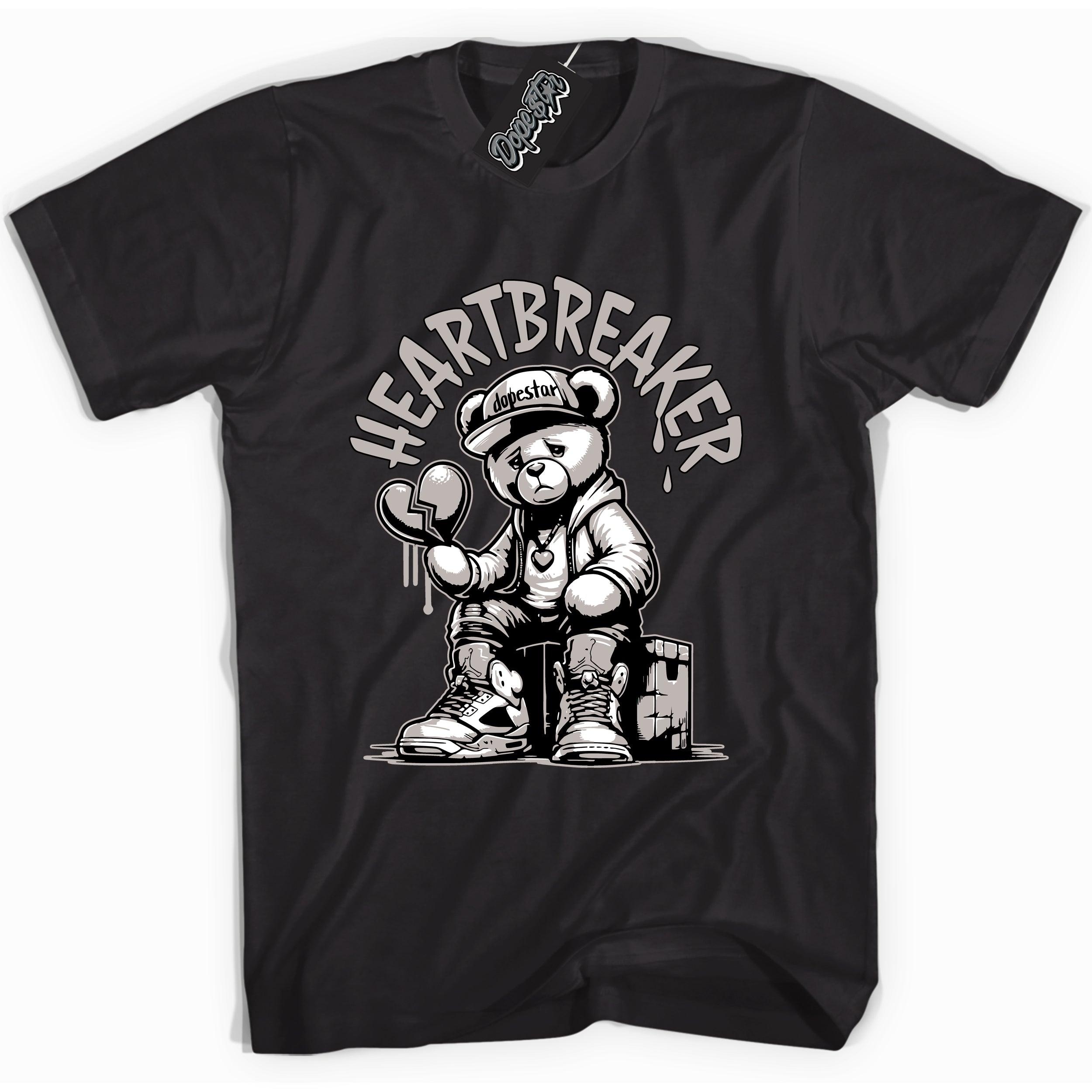 Cool Black Shirt With Heartbreaker Bear design That Perfectly Matches AIR JORDAN 4 RETRO MILITARY BLACK Sneakers.
