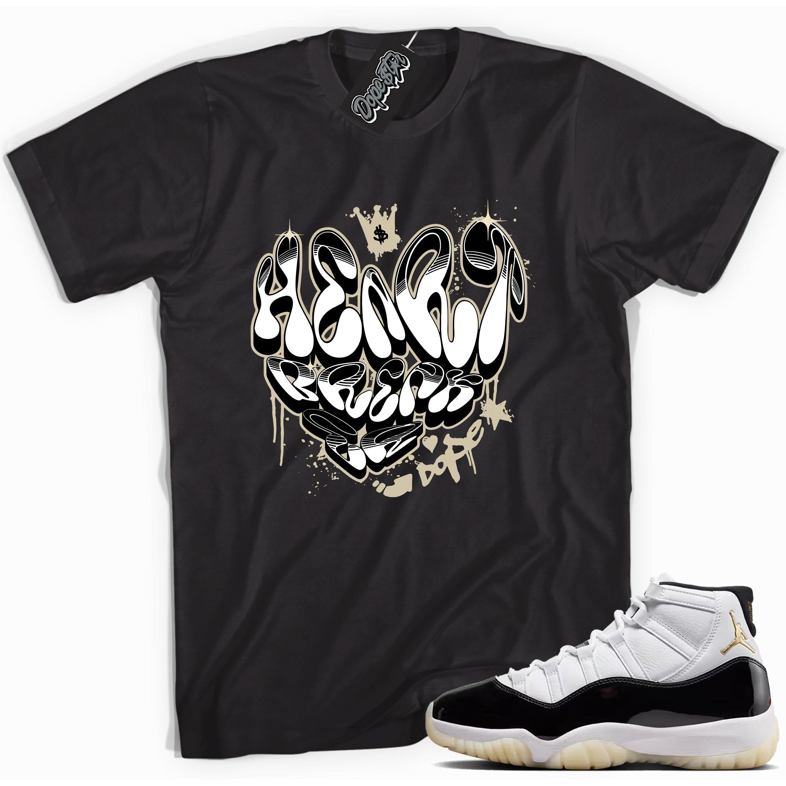 Cool Black graphic tee with “ Heartbreaker Graffiti ” print, that perfectly matches AIR JORDAN 11 GRATITUDE  sneakers 