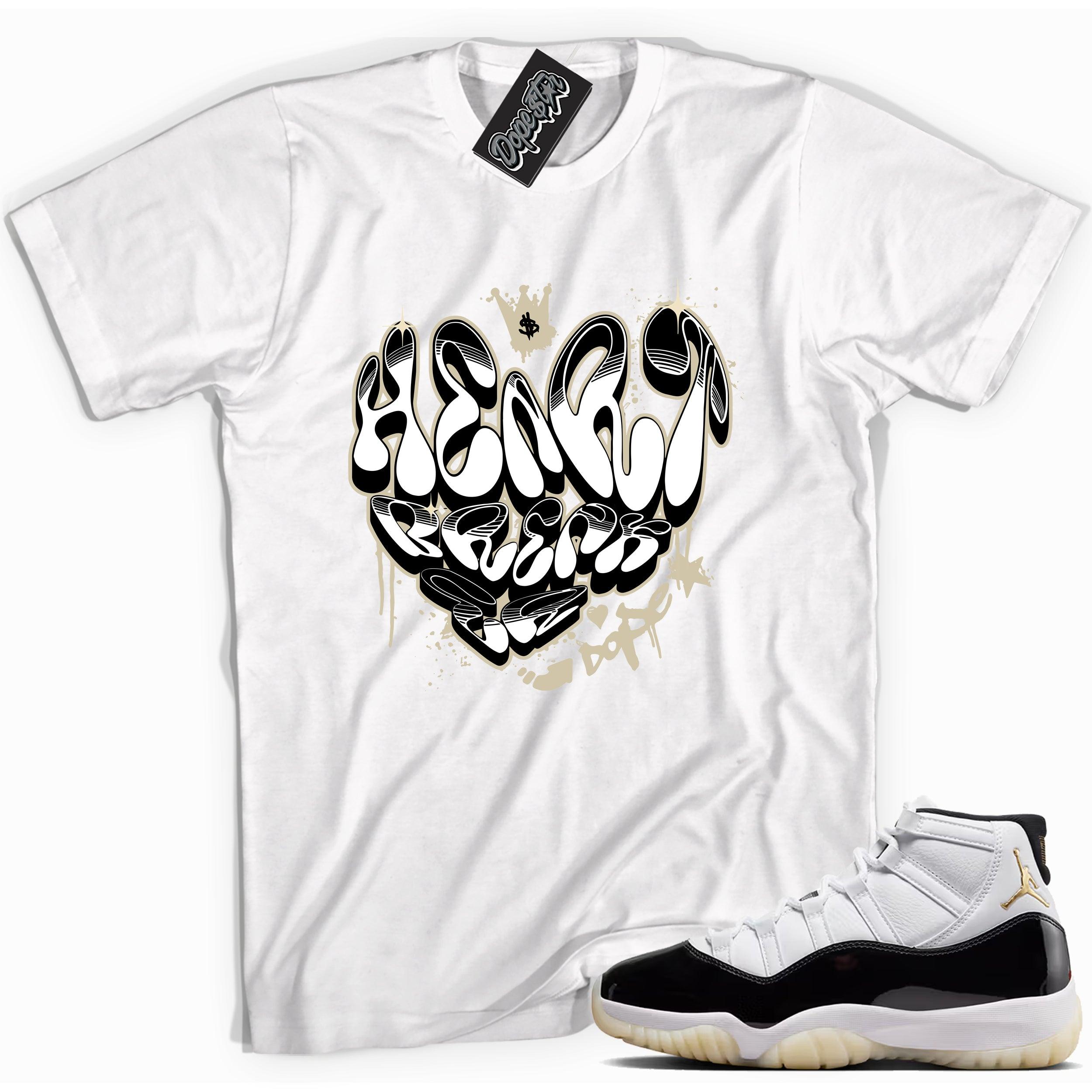 Cool White graphic tee with “ Heartbreaker Graffiti ” print, that perfectly matches AIR JORDAN 11 RETRO GRATITUDE   sneakers