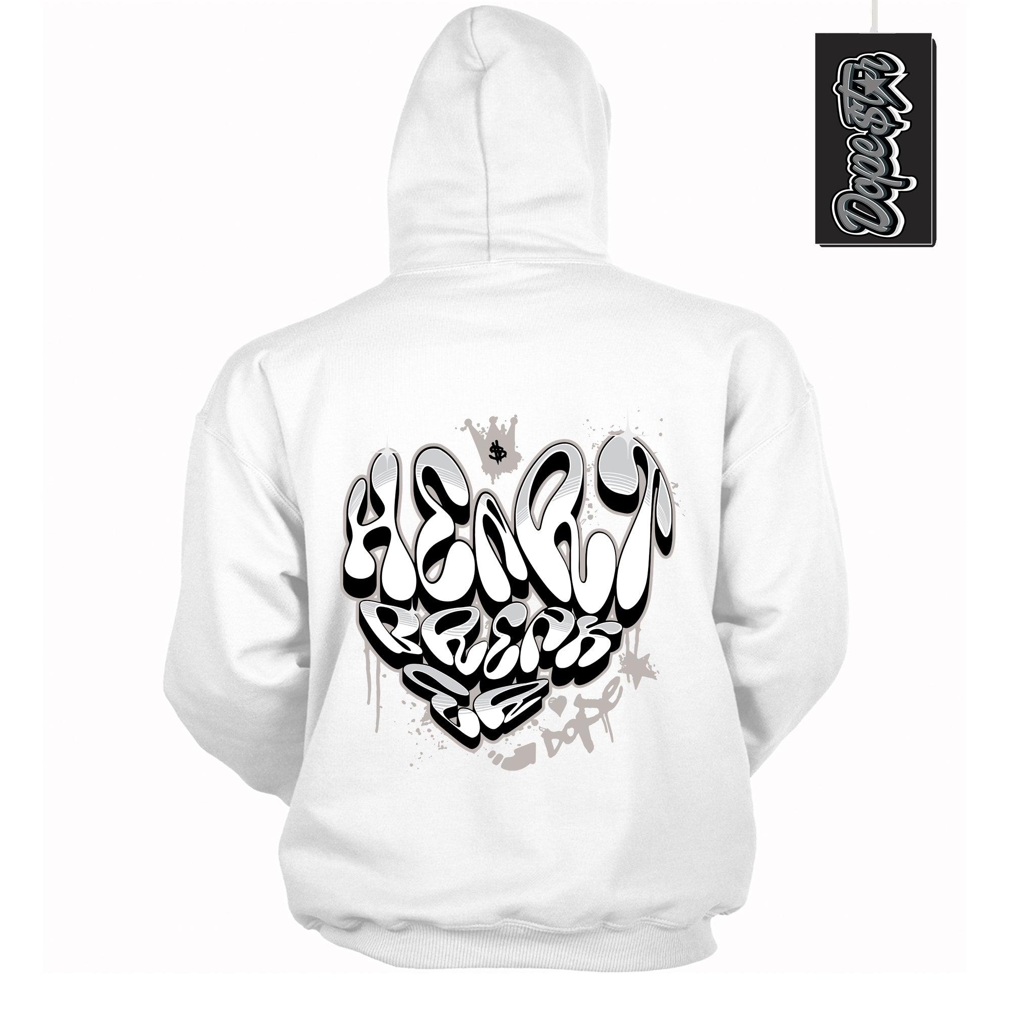 Cool White Hoodie With Heartbreaker Graffiti design That Perfectly Matches AIR JORDAN 4 RETRO MILITARY BLACK Sneakers.