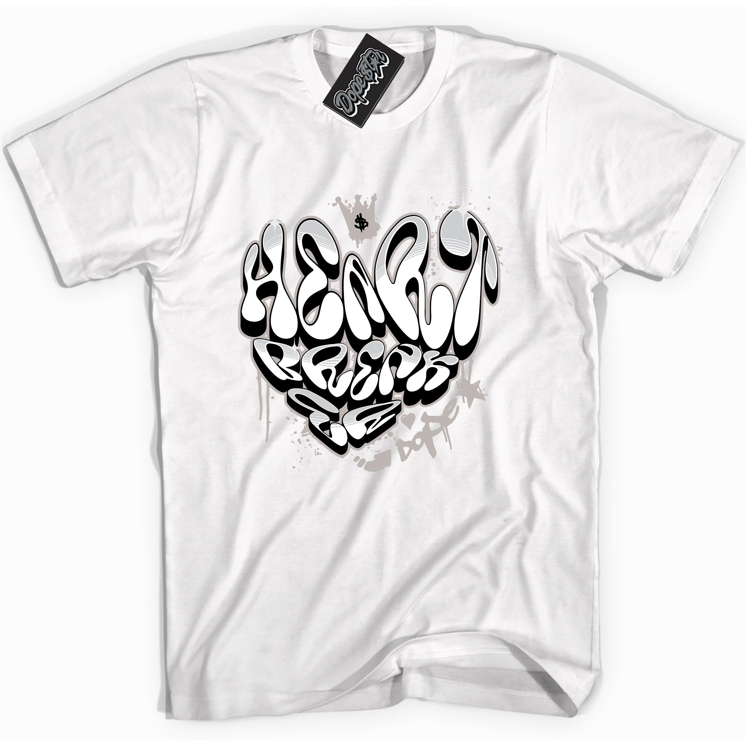 Cool White Shirt With Heartbreaker Graffiti design That Perfectly Matches AIR JORDAN 4 RETRO MILITARY BLACK Sneakers.