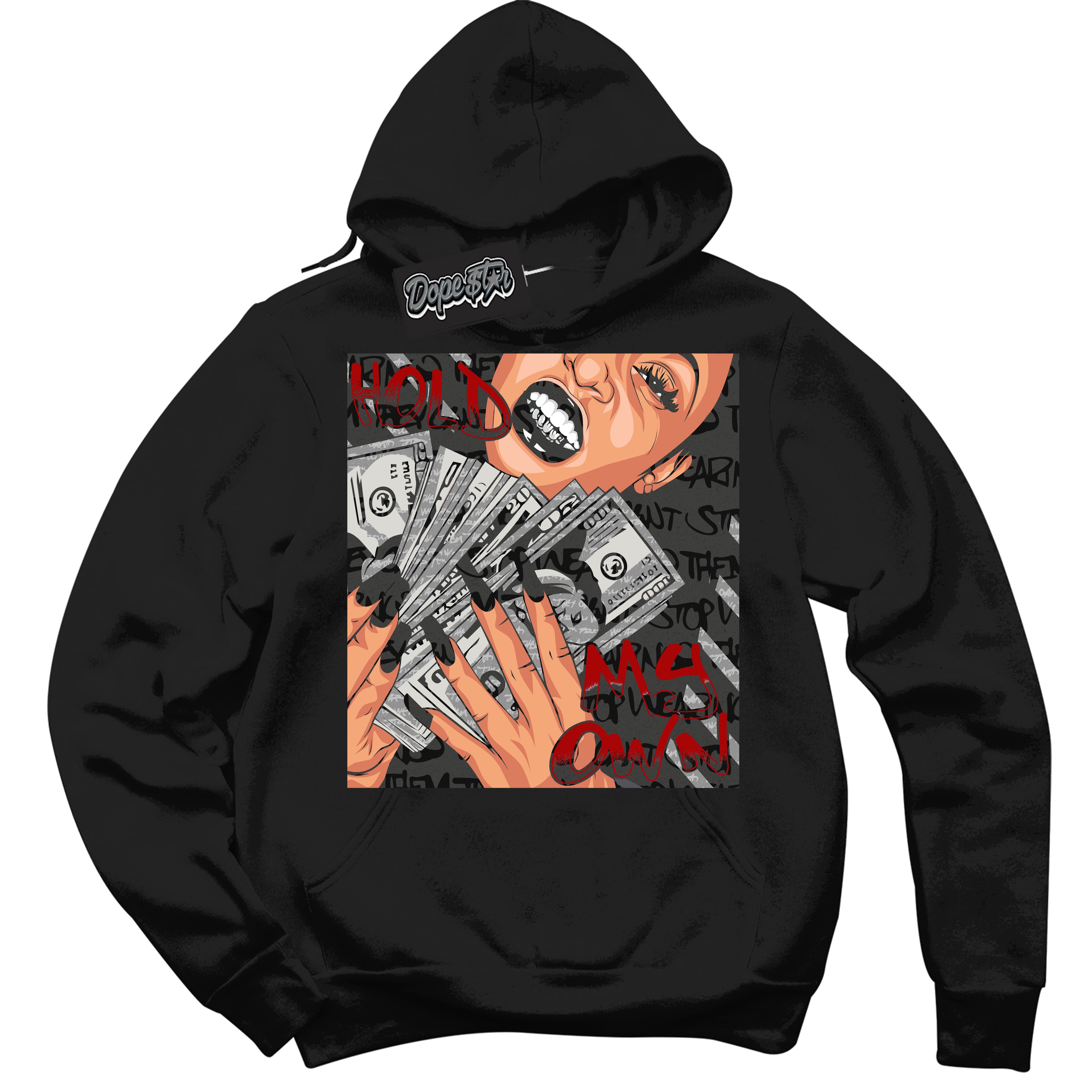 Cool Black Hoodie with “ Hold My Own ”  design that Perfectly Matches Rebellionaire 1s Sneakers.