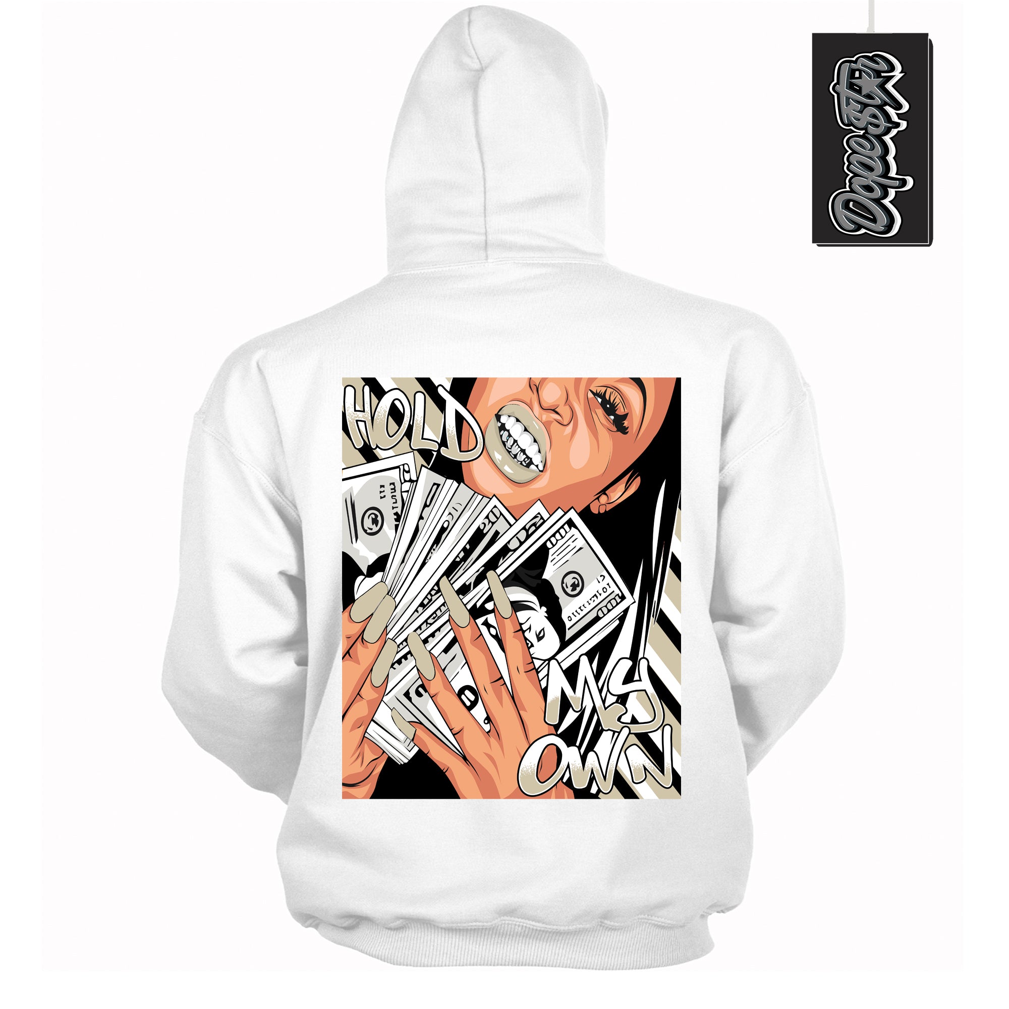 Cool White Hoodie with “ Hold My Own ”  design that Perfectly Matches Gratitude 11s Sneakers.