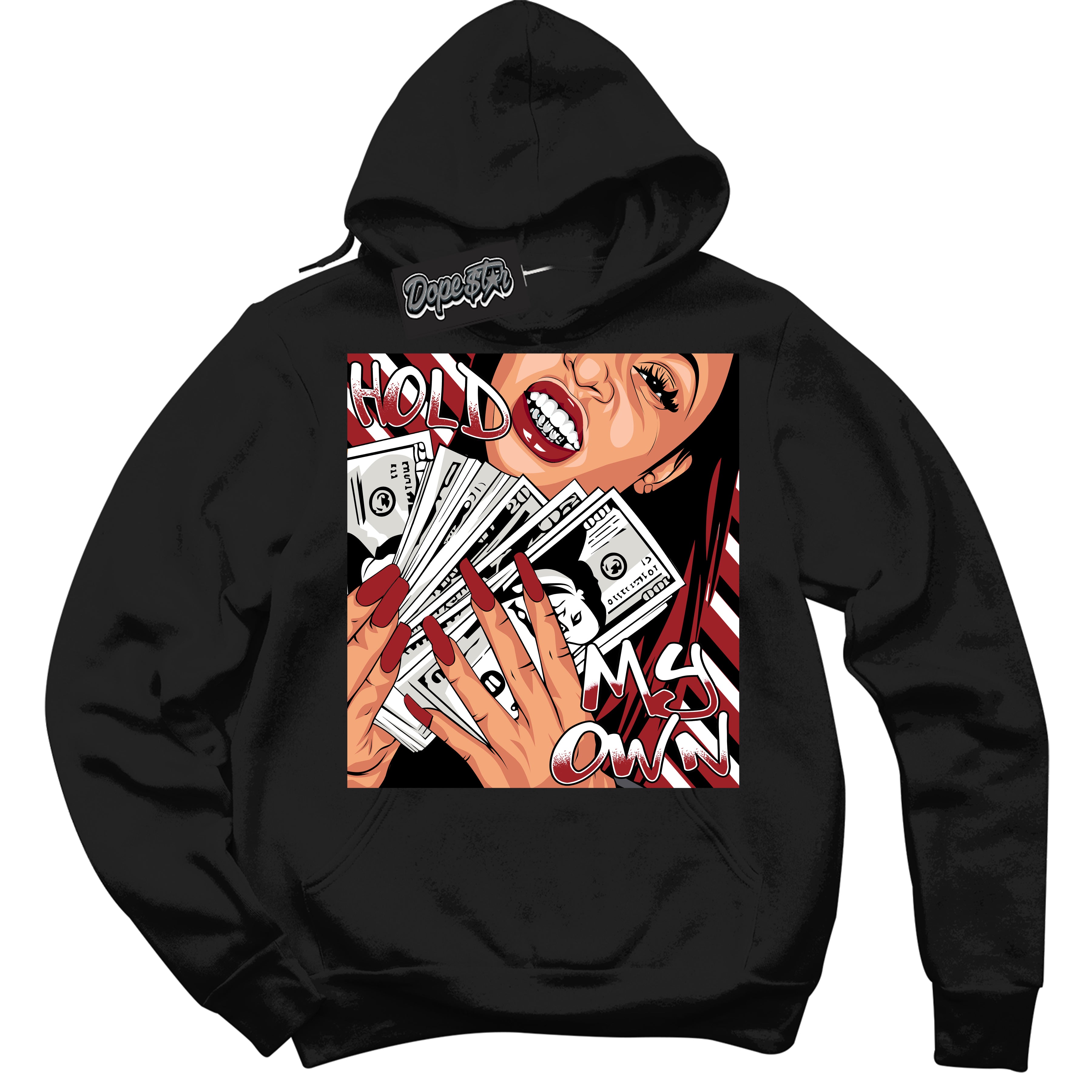Cool Black Hoodie With “ Hold My Own “ Design That Perfectly Matches Lost And Found 1s Sneakers