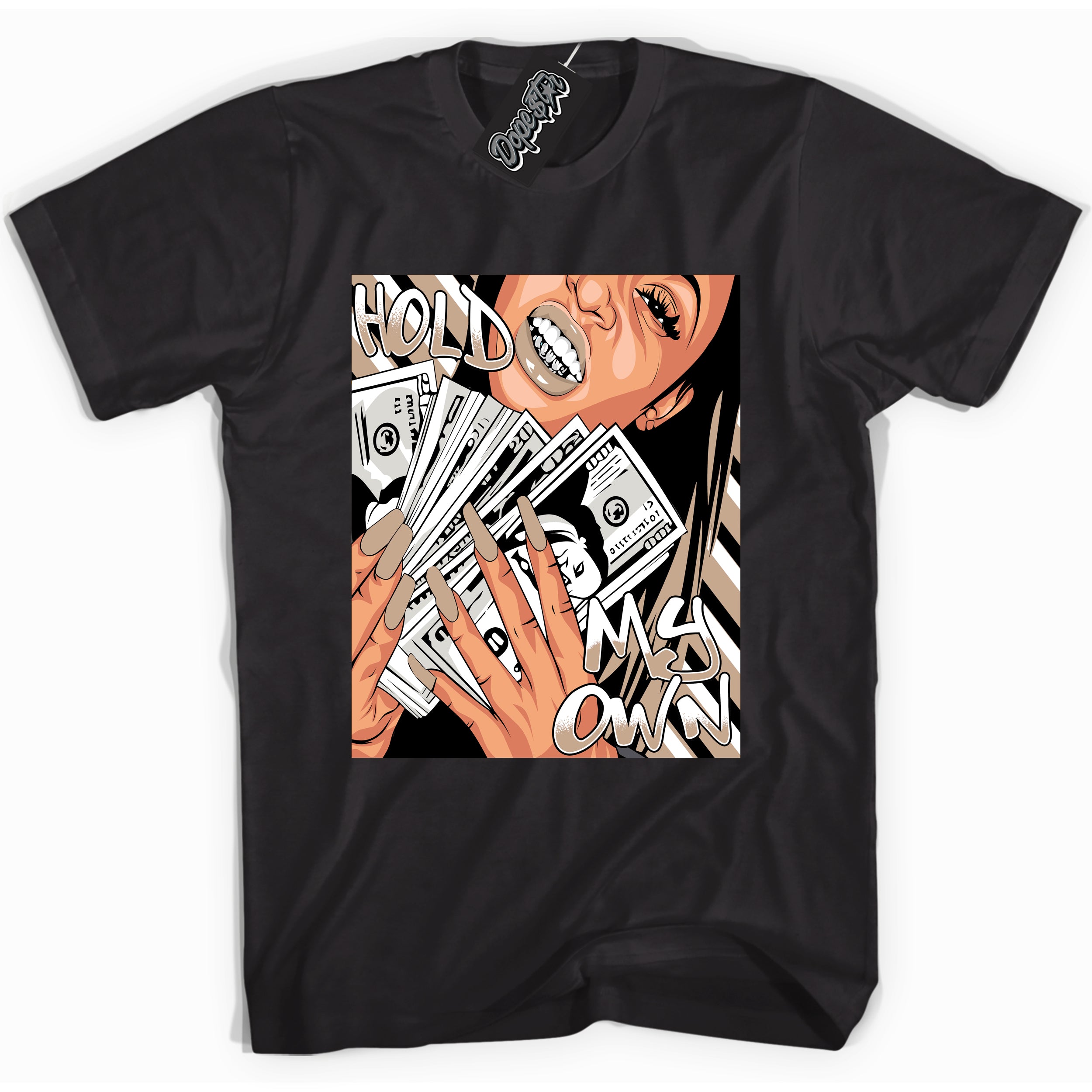 Cool Black graphic tee with “ Hold My Own ” design, that perfectly matches Palomino 1s sneakers 