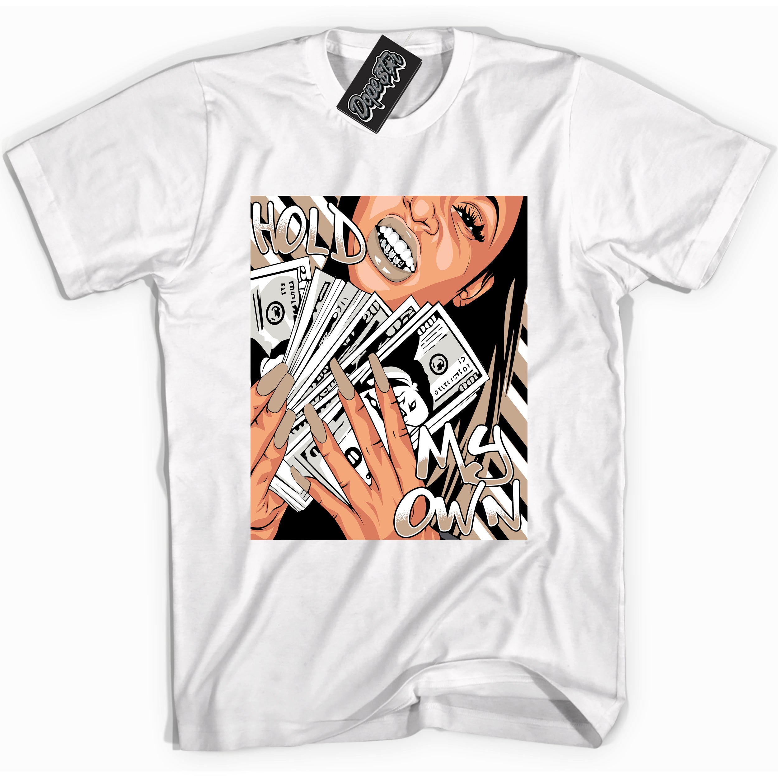 Cool White graphic tee with “ Hold My Own ” design, that perfectly matches Palomino 1s sneakers 