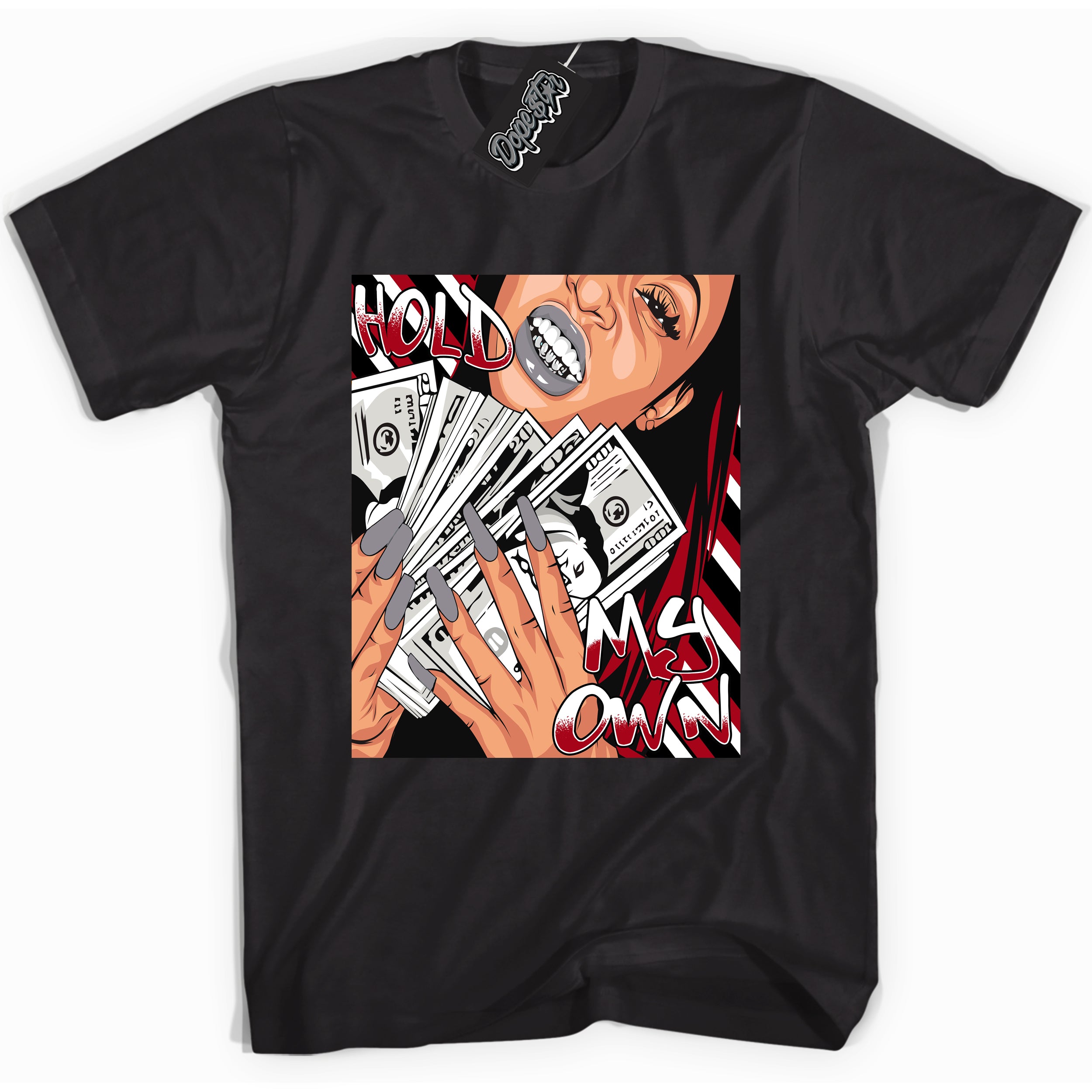 Cool Black Shirt with “ Hold My Own” design that perfectly matches Bred Reimagined 4s Jordans.