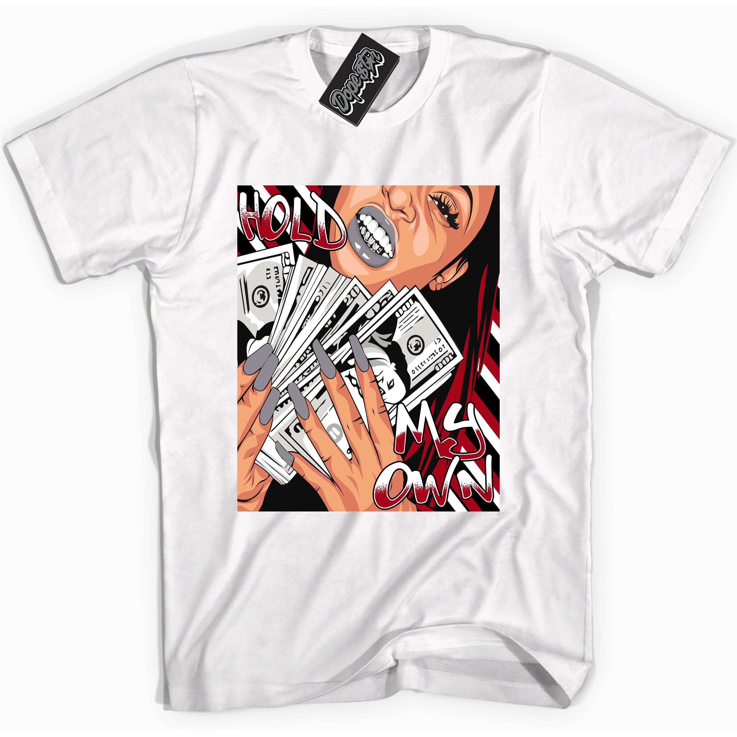 Cool White Shirt with “ Hold My Own” design that perfectly matches Bred Reimagined 4s Jordans.