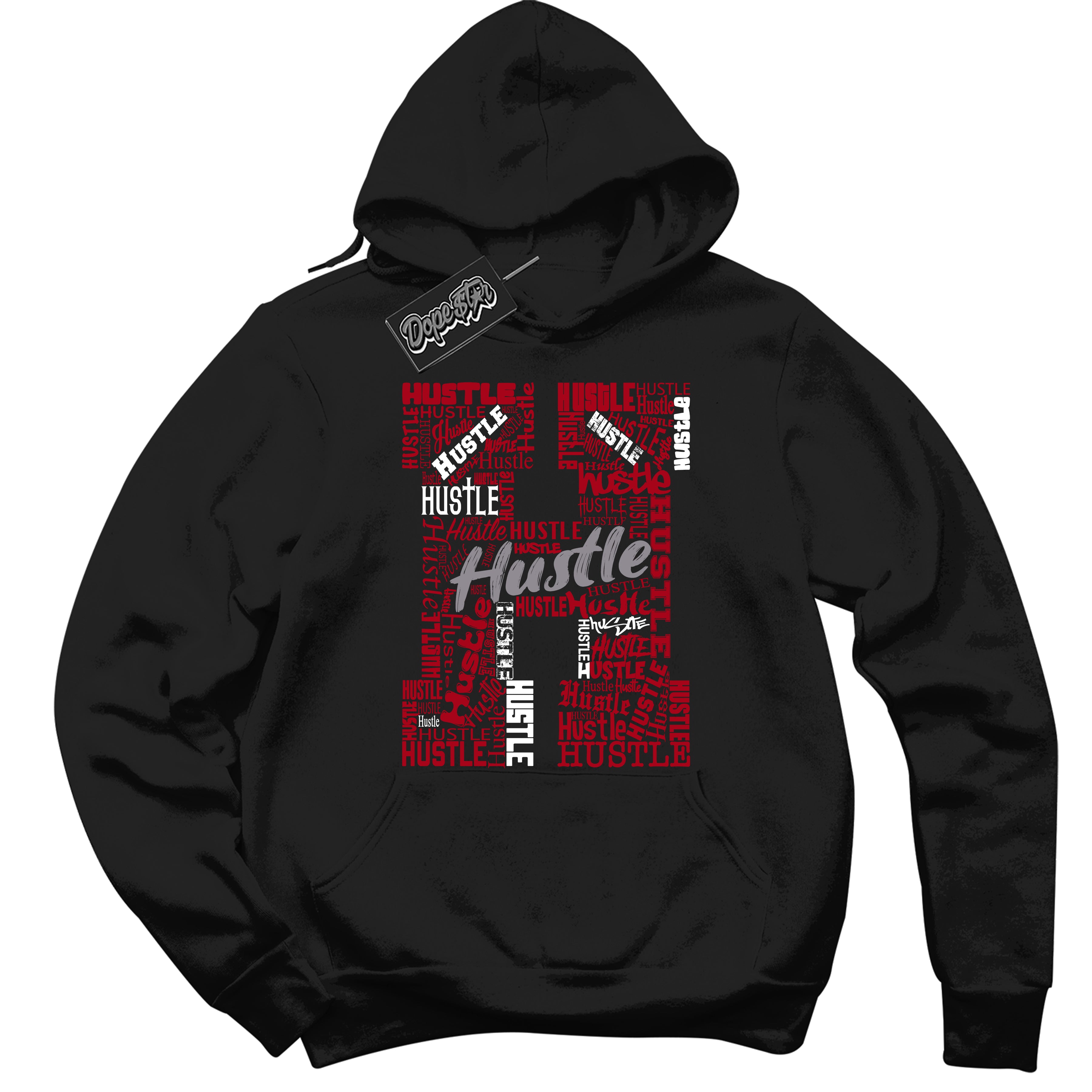 Cool Black Hoodie with “ Hustle H ”  design that Perfectly Matches  Bred Reimagined 4s Jordans.