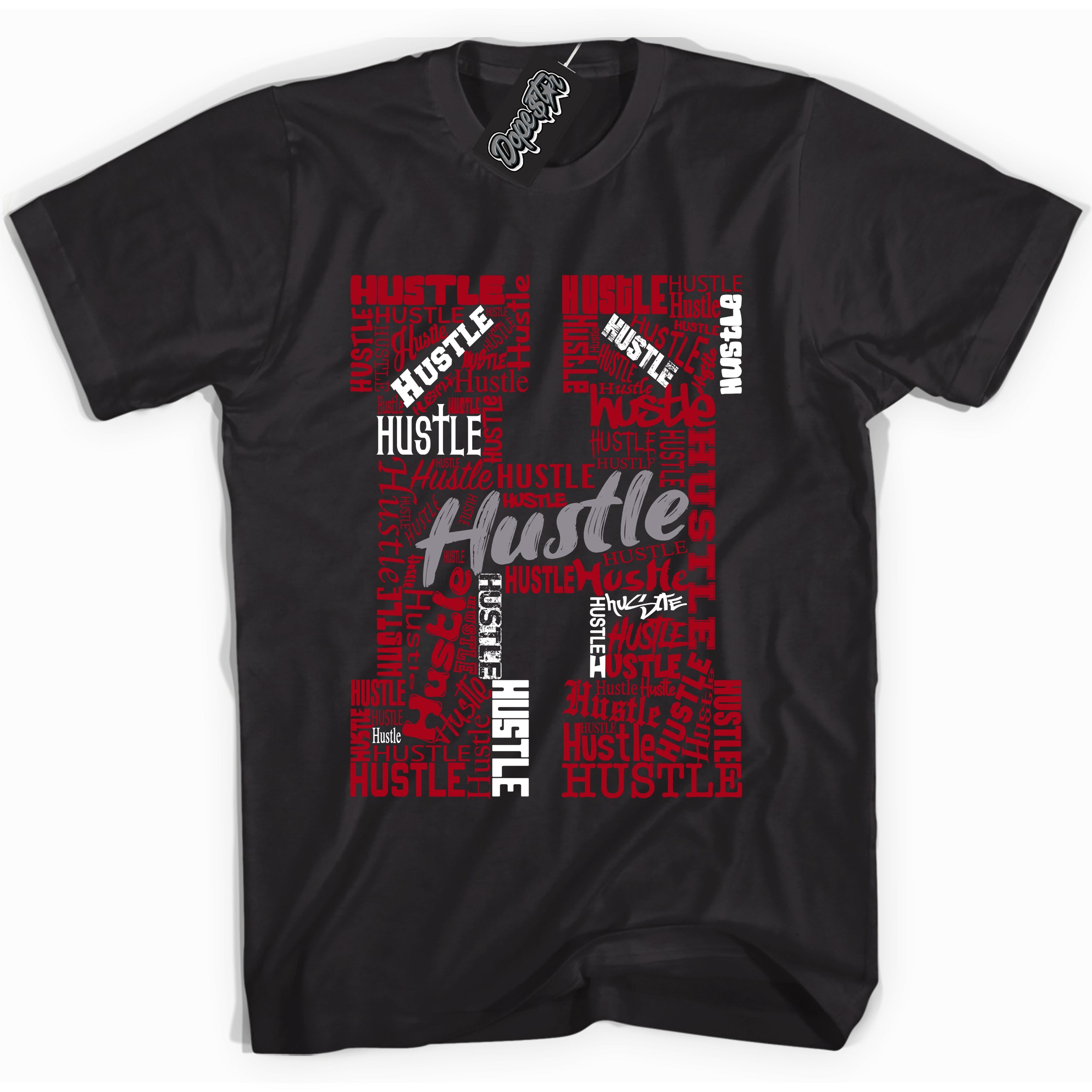 Cool Black Shirt with “ Hustle H” design that perfectly matches Bred Reimagined 4s Jordans.