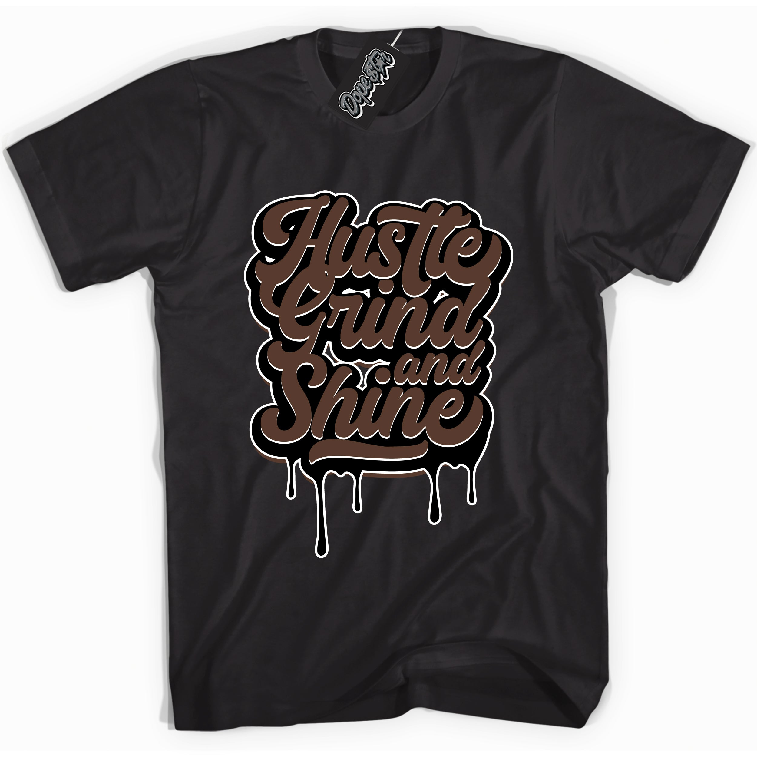 Cool Black graphic tee with “ Hustle Grind And Shine ” design, that perfectly matches Palomino 1s sneakers 