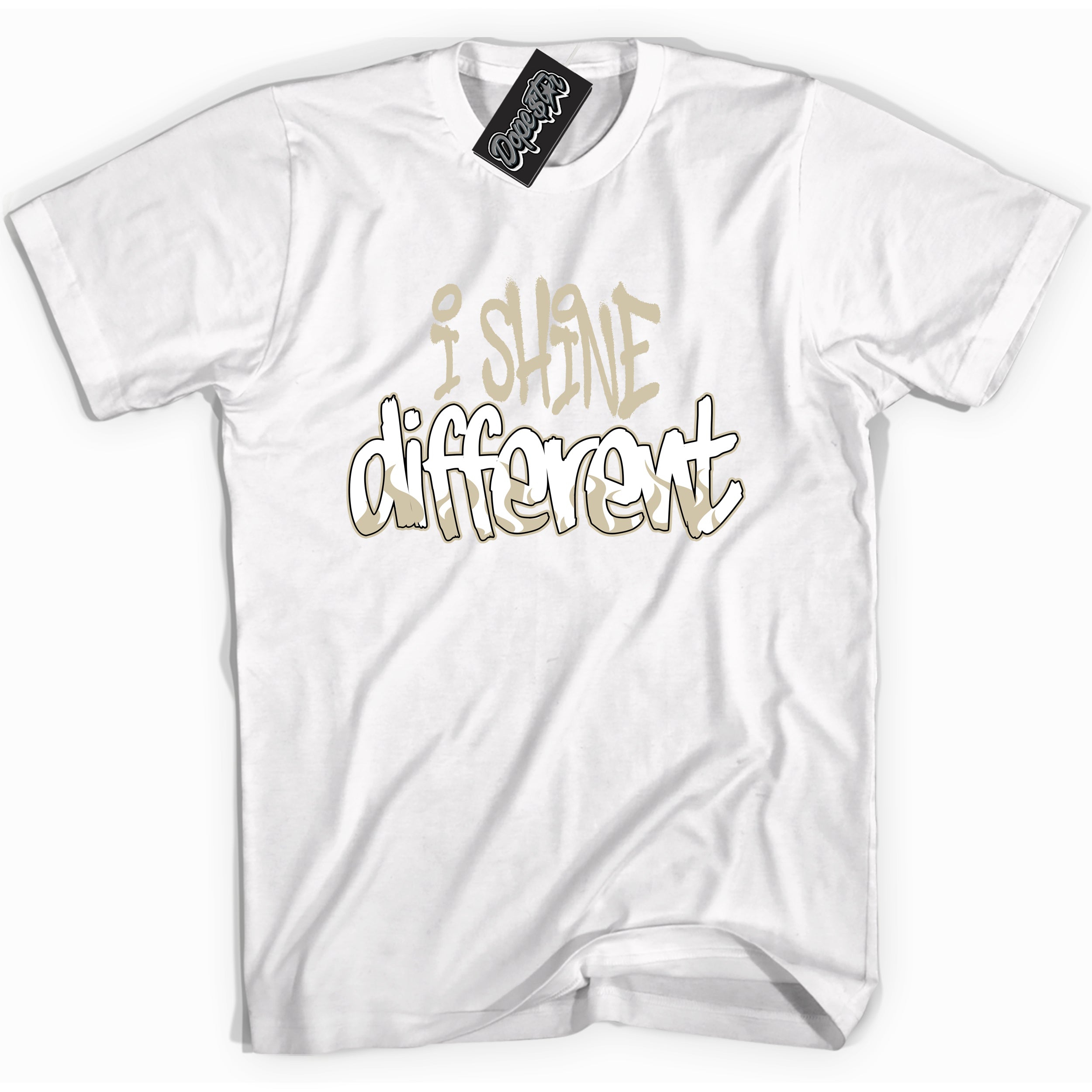 Cool White graphic tee with “ I Shine Different ” print, that perfectly matches GRATITUDE 11s  sneakers