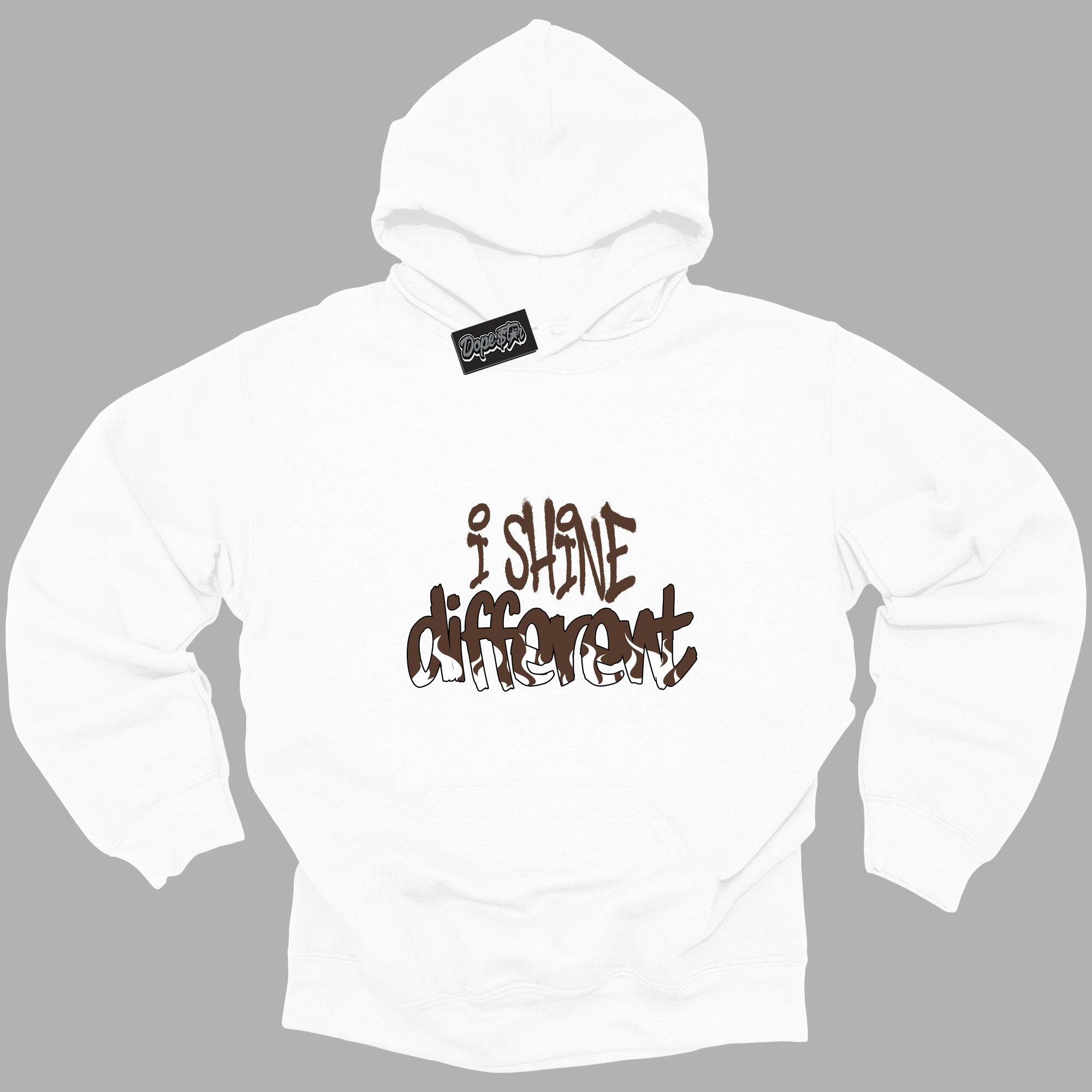 Cool White Graphic DopeStar Hoodie with “ I Shine Different “ print, that perfectly matches Palomino 1s sneakers