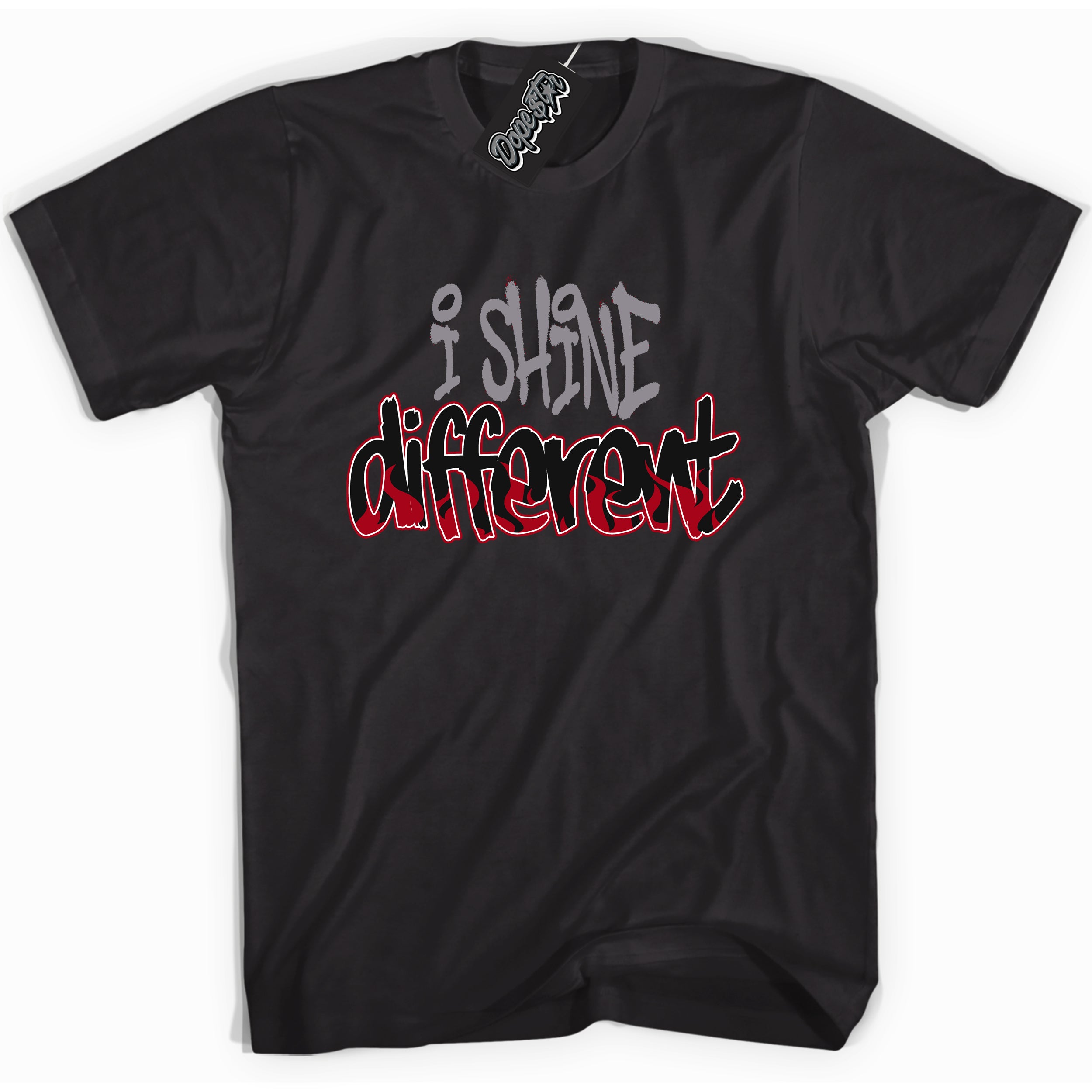 Cool Black Shirt with “ I Shine Different” design that perfectly matches Bred Reimagined 4s Jordans.