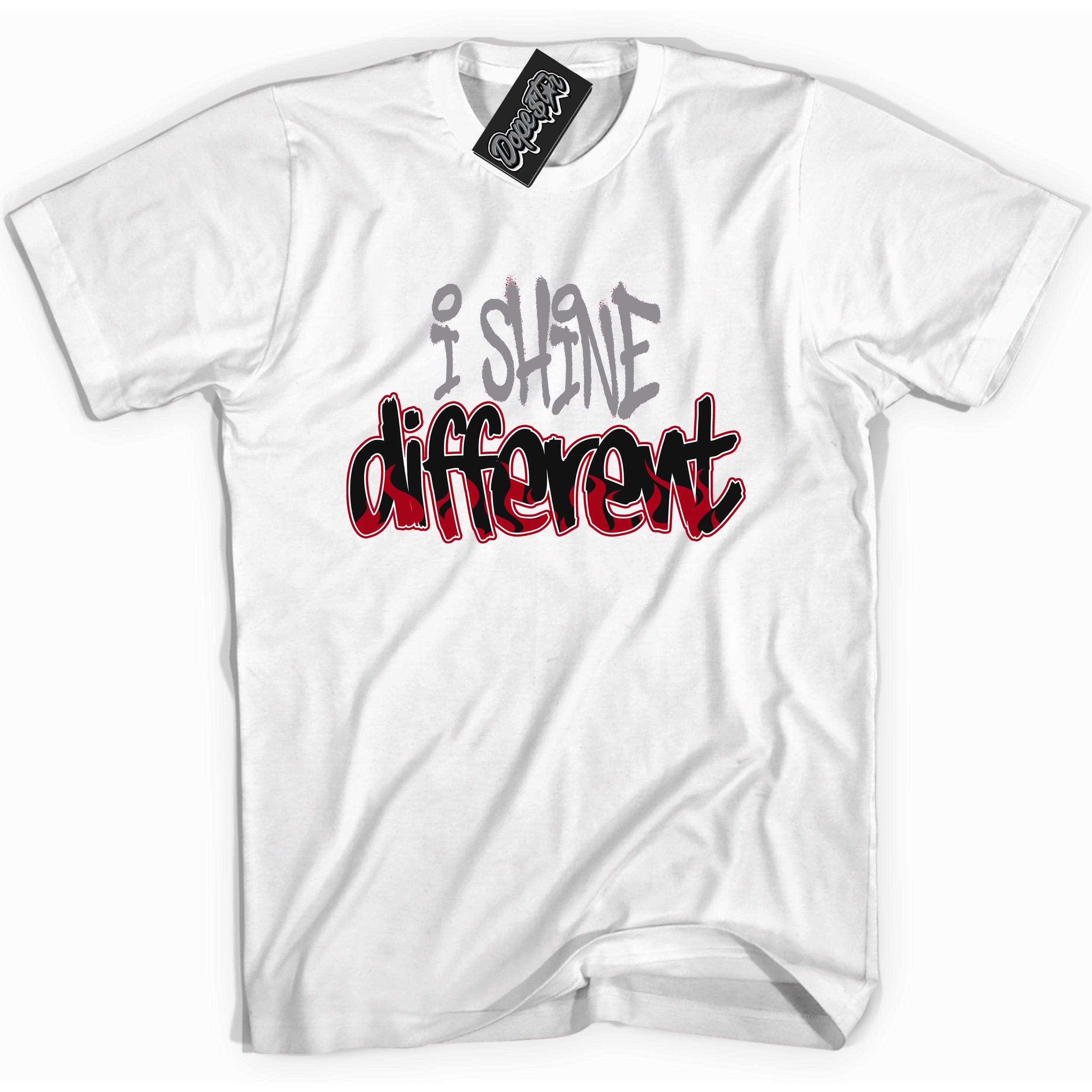 Cool White Shirt with “ I Shine Different” design that perfectly matches Bred Reimagined 4s Jordans.