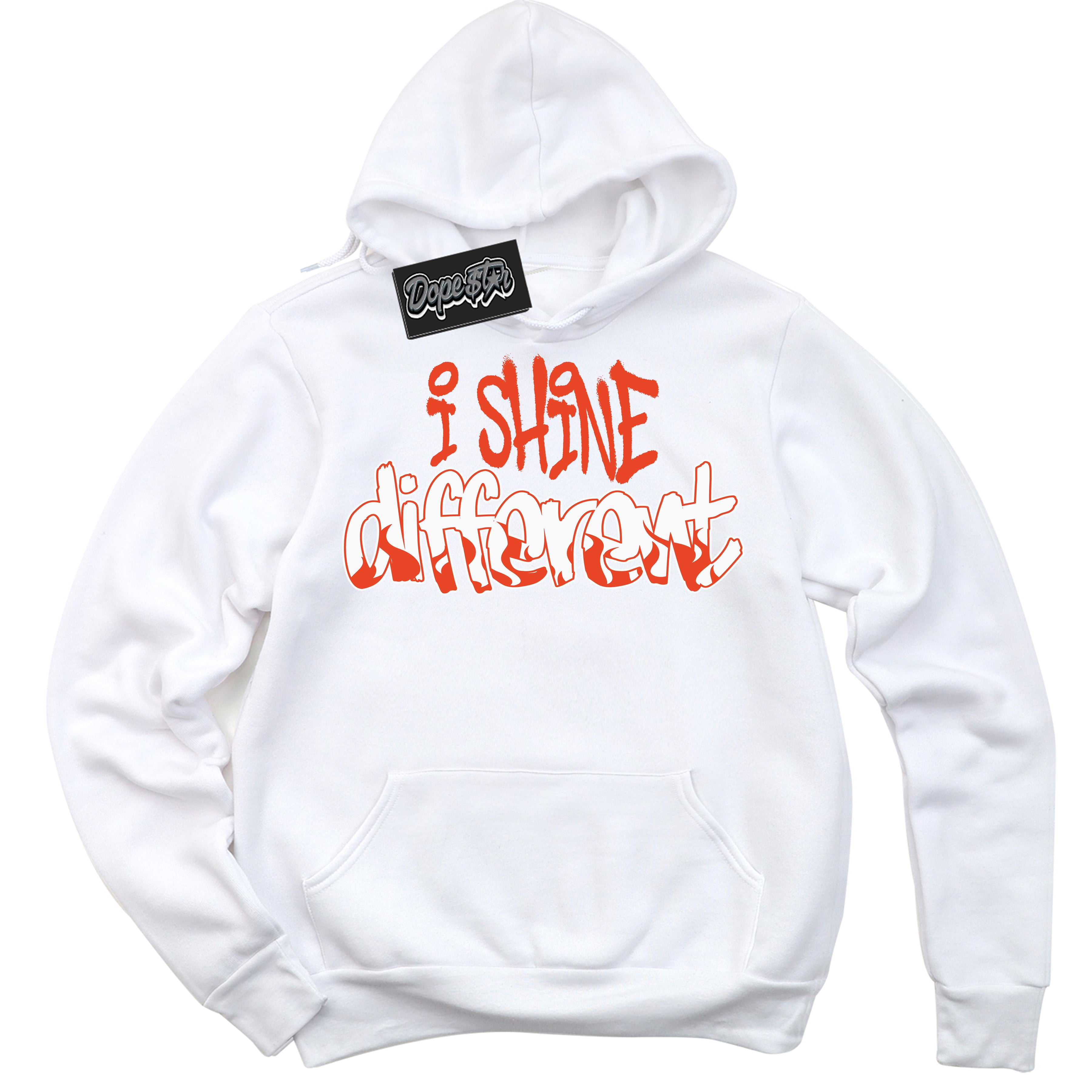 Nike Dunk Low Retro Cosmic Clay 'I Shine Different' Hoodie - White Streetwear Mockup | Sneakerhead Sweatshirt Matching Nike Dunk Low Retro Cosmic Clay | Limited Edition Urban Streetwear for Sneaker Matching OOTD | Outfits that pair perfectly with your ND Low Retro Cosmic Clay | Sneakerhead Fashion Must-Have Apparel for Men and Women.