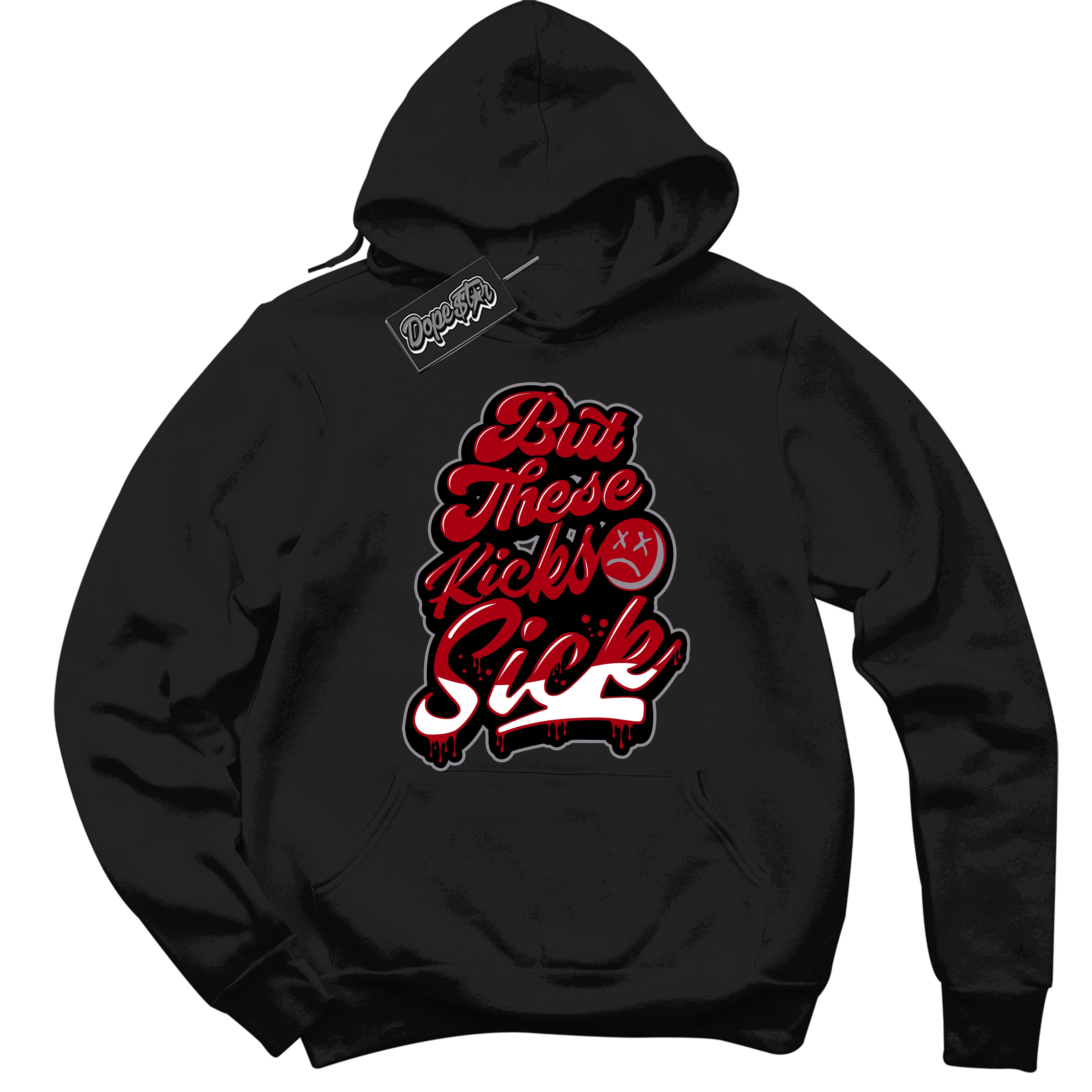 Cool Black Hoodie with “ Kick Sick ”  design that Perfectly Matches  Bred Reimagined 4s Jordans.