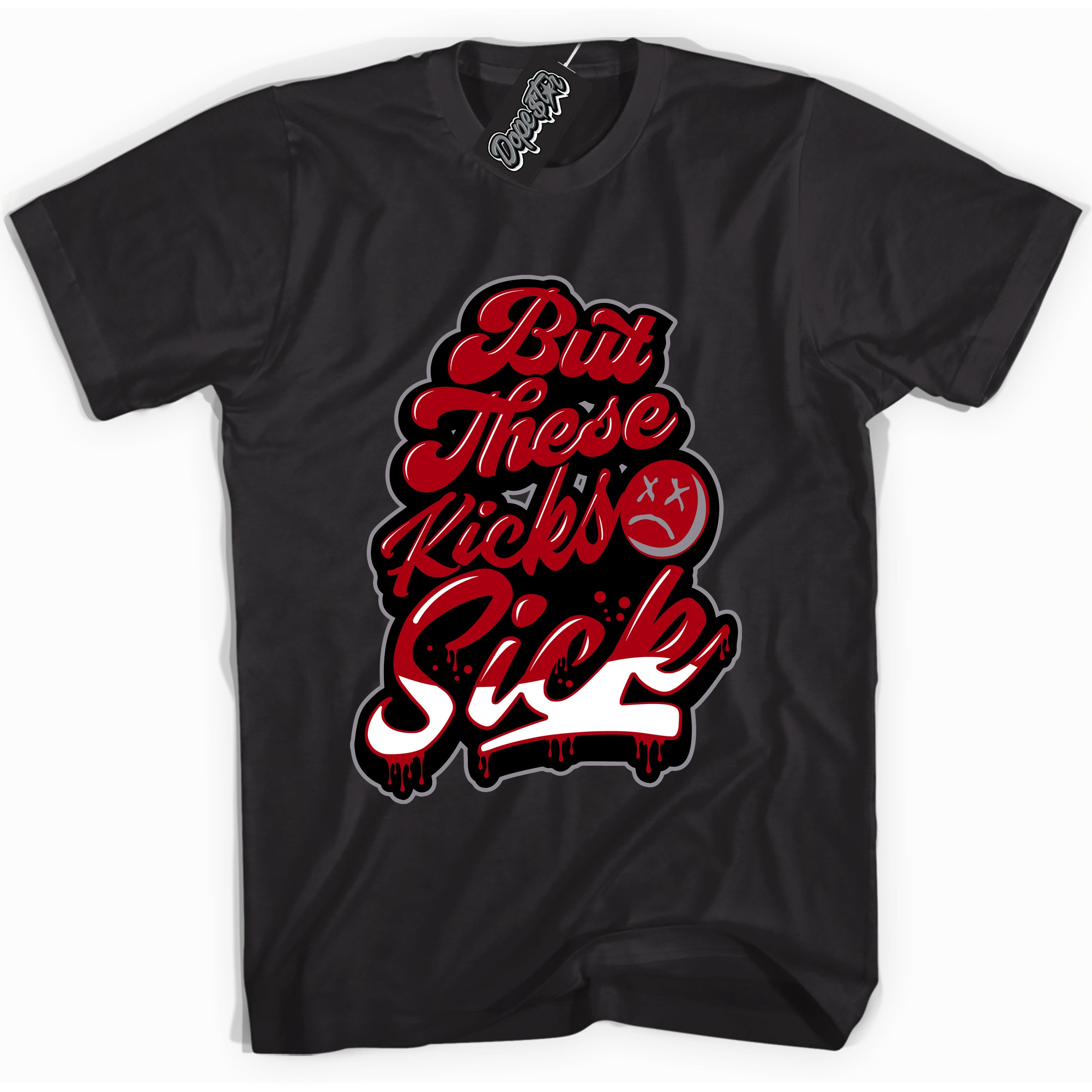 Cool Black Shirt with “ Kick Sick” design that perfectly matches Bred Reimagined 4s Jordans.