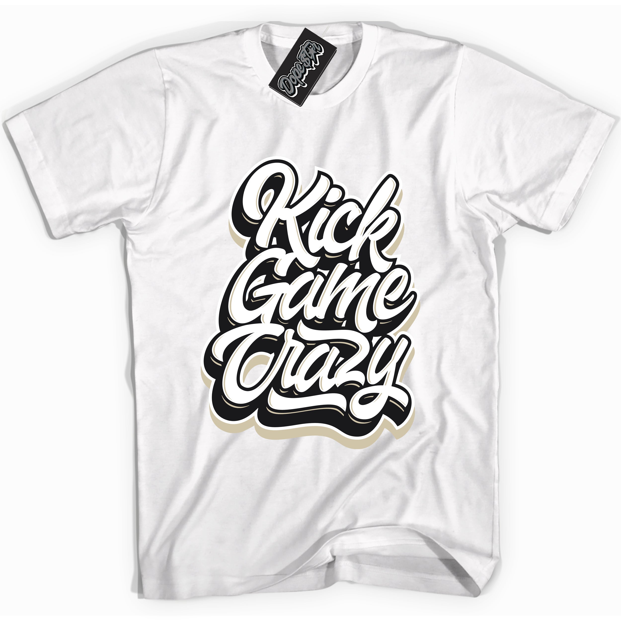 Cool White graphic tee with “ Kick Game Crazy  ” print, that perfectly matches GRATITUDE 11s  sneakers 