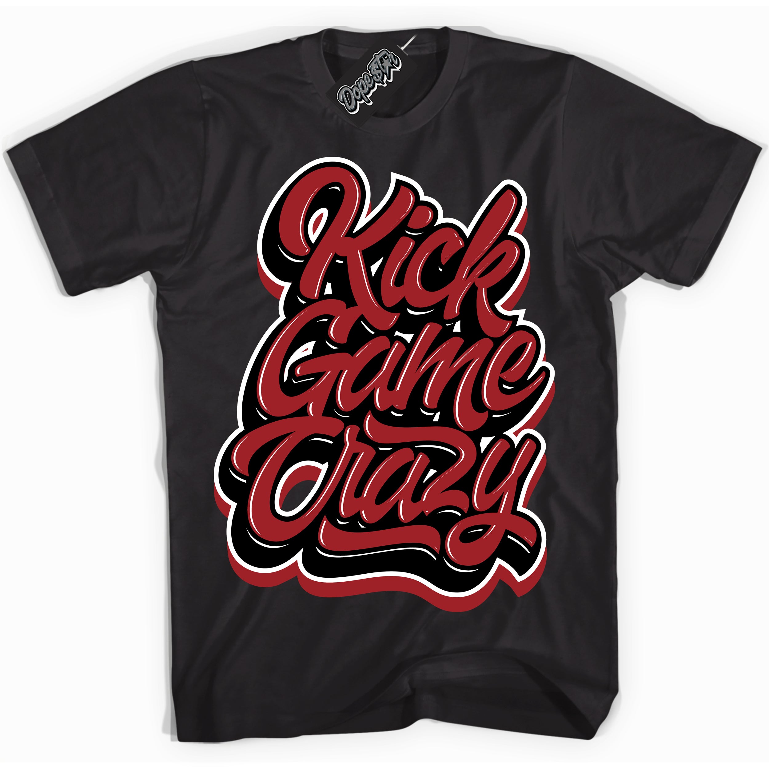 Cool Black graphic tee with “ Kick Game Crazy ” print, that perfectly matches Lost And Found 1s sneakers 