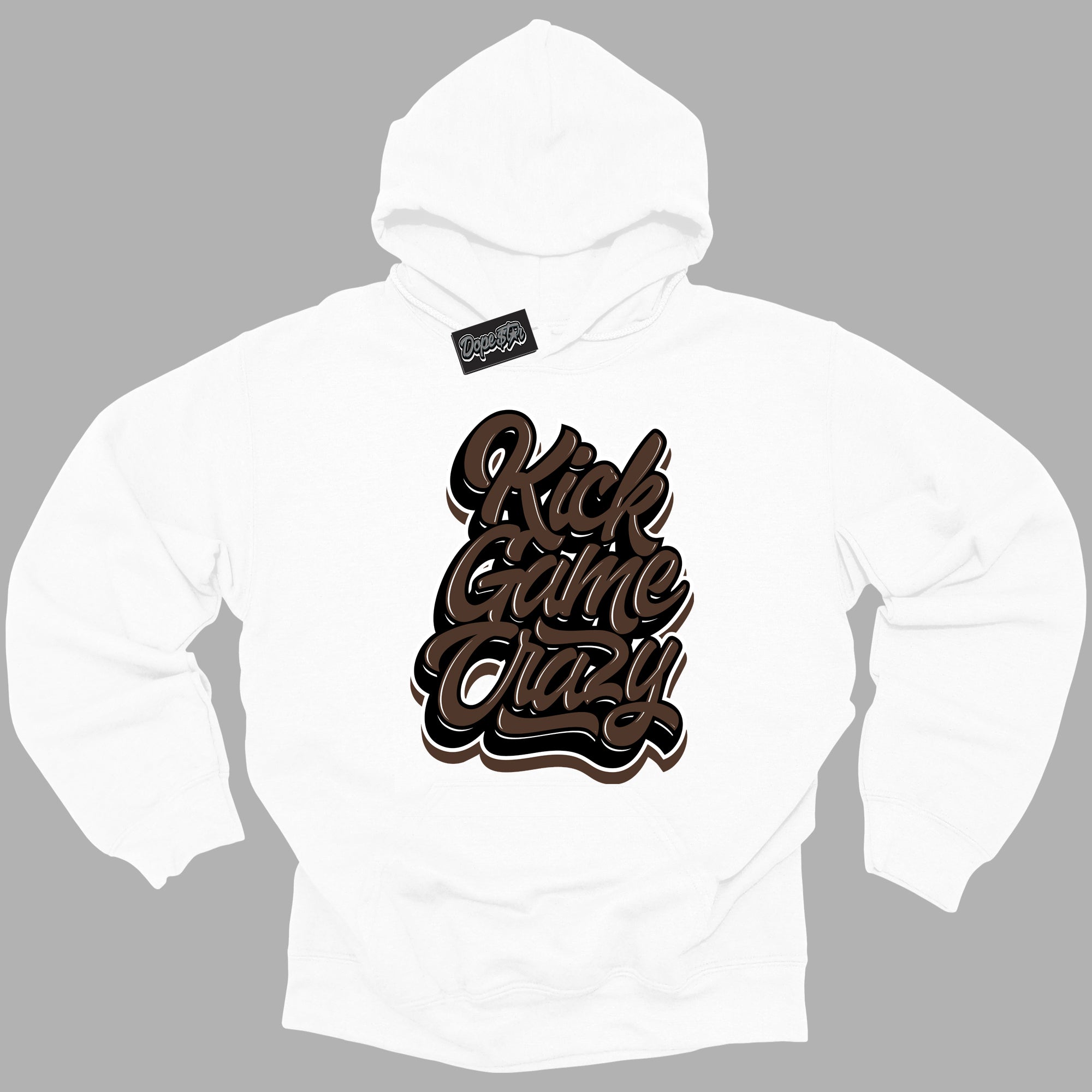 Cool White Graphic DopeStar Hoodie with “ Kick Game Crazy “ print, that perfectly matches Palomino 1s sneakers