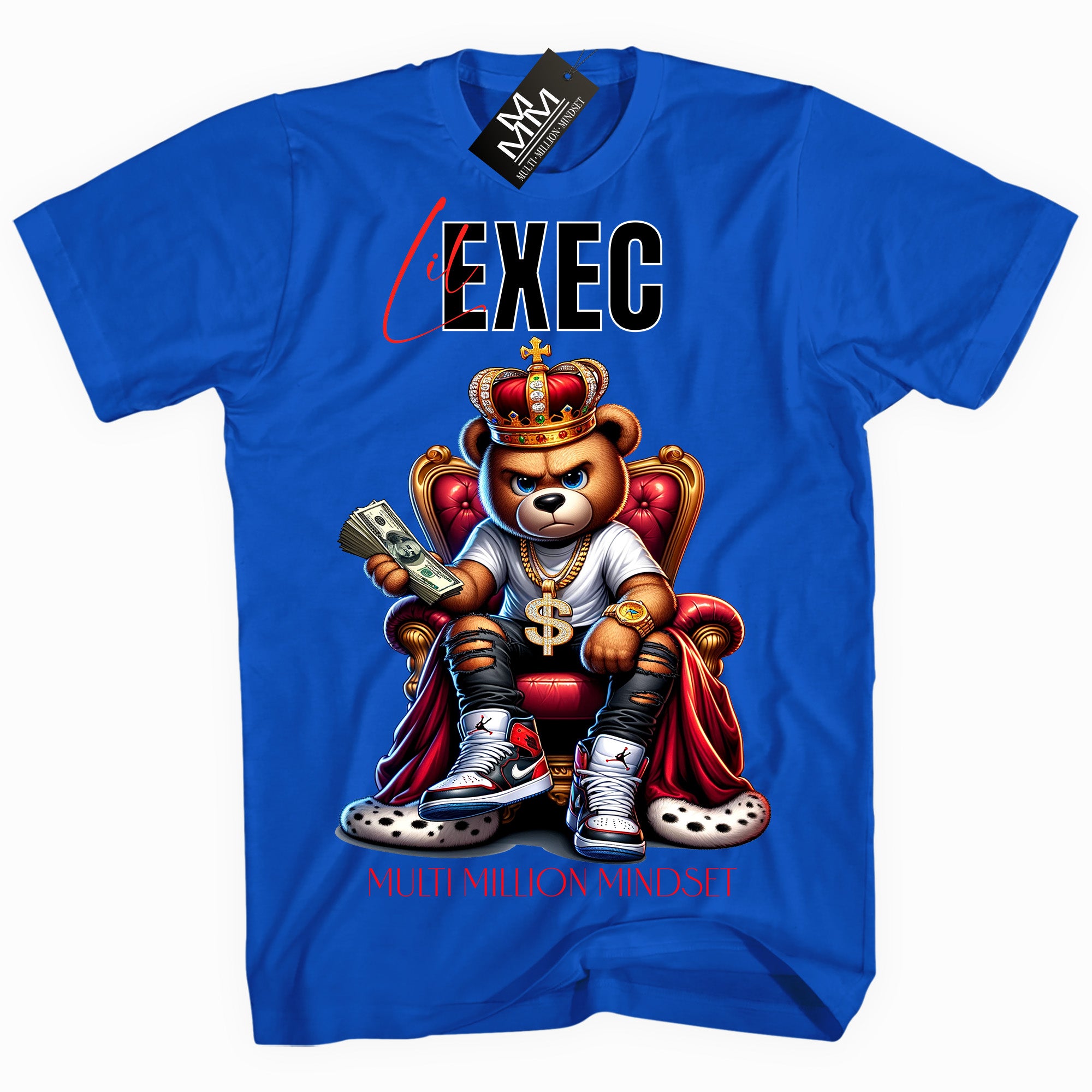 Mind Blowin lil EXEC® King Bear Graphic Royal Tee By Multi Million Mindset®