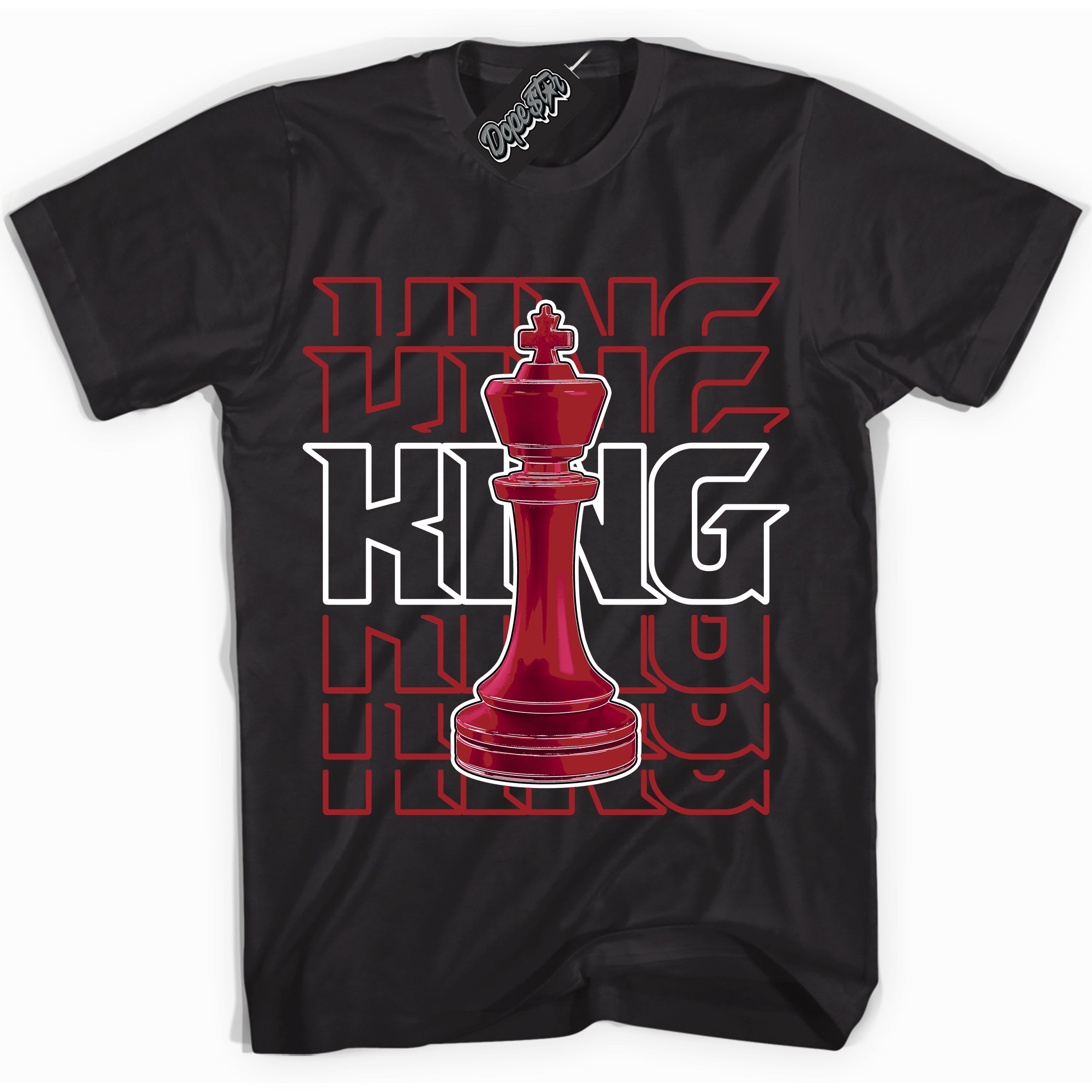 Cool Black graphic tee with “ King Chess ” print, that perfectly matches Lost And Found 1s sneakers 