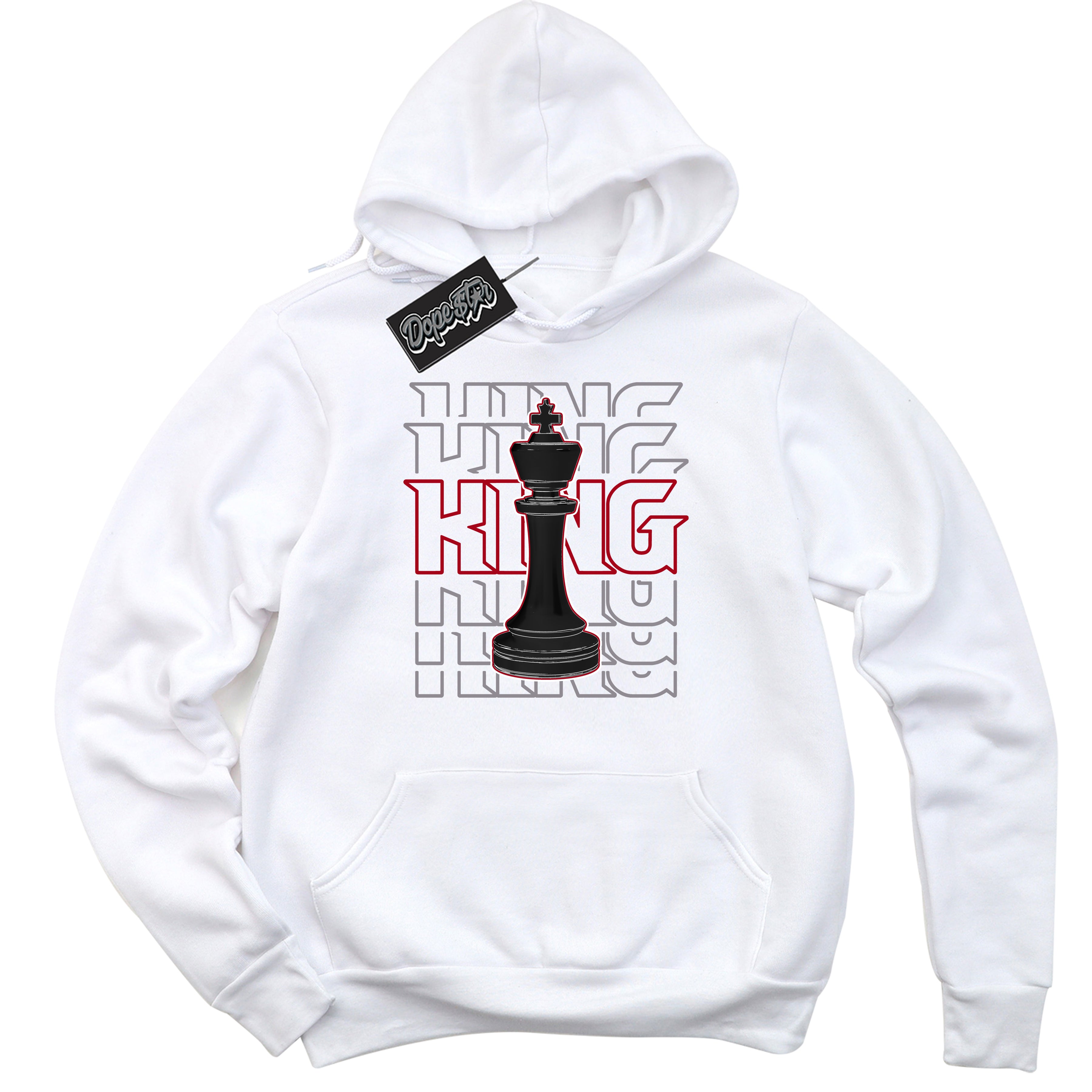 Cool White Hoodie with “ King Chess ”  design that Perfectly Matches Bred Reimagined 4s Jordans.