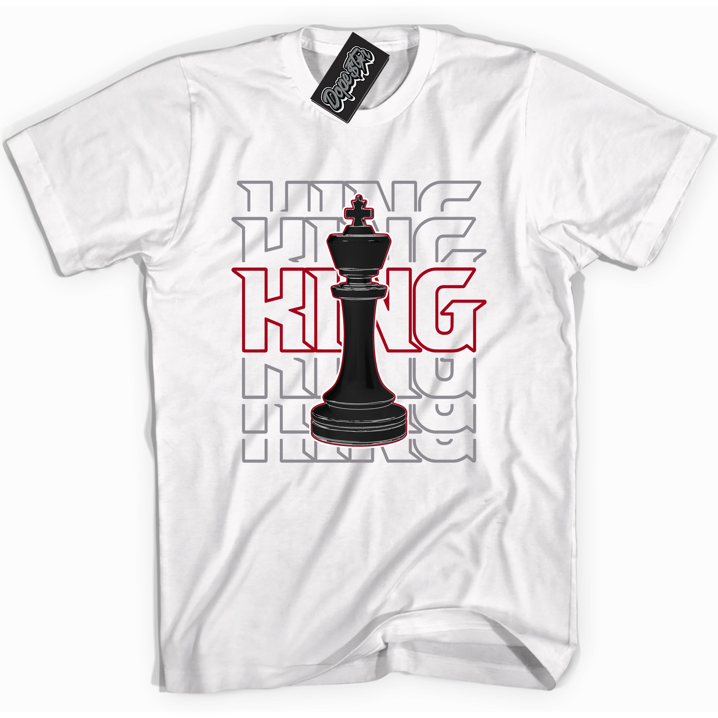 Cool White Shirt with “ King Chess” design that perfectly matches Bred Reimagined 4s Jordans.