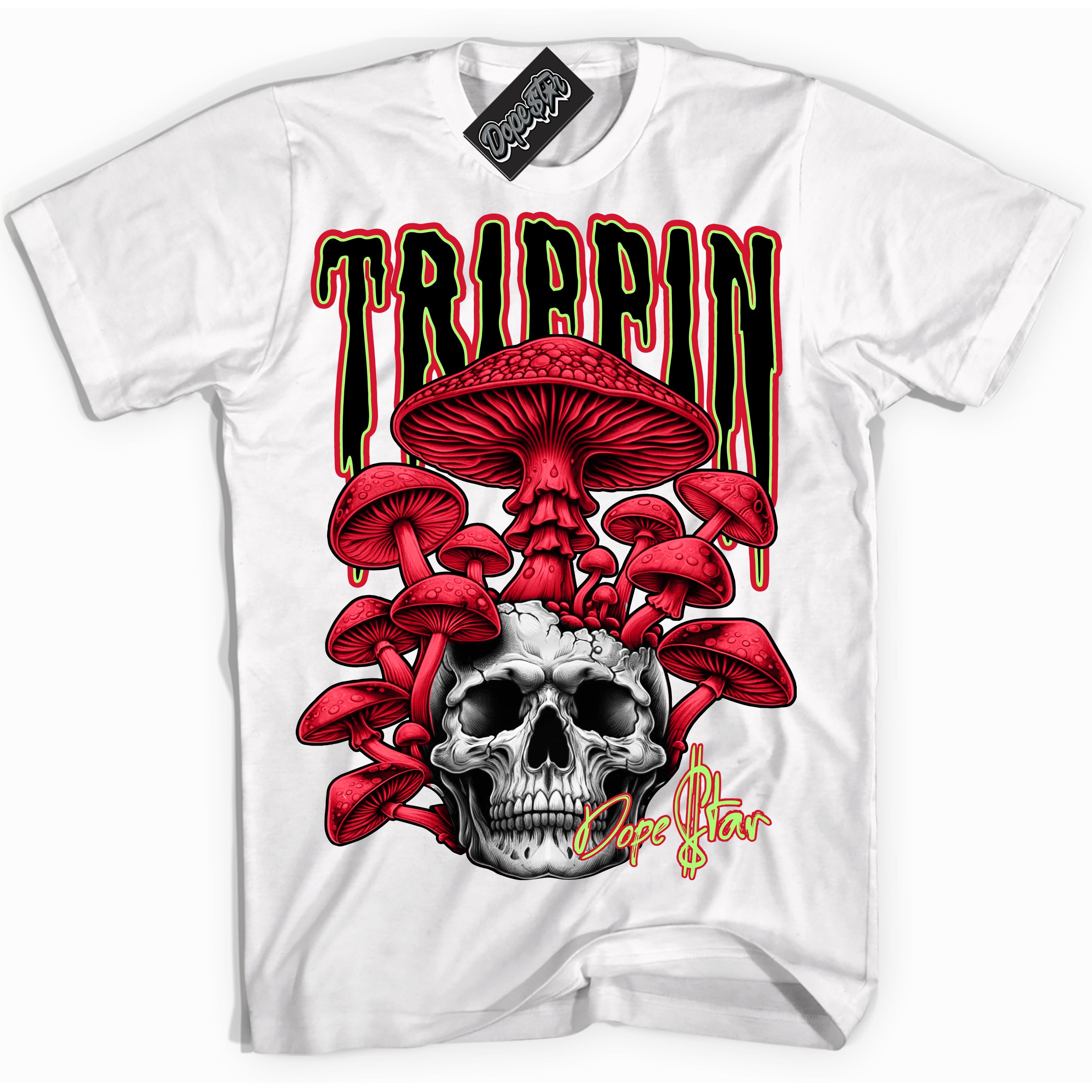 Cool White Shirt with “Trippin” design that perfectly matches the Reverse Grinch 6s Sneakers.