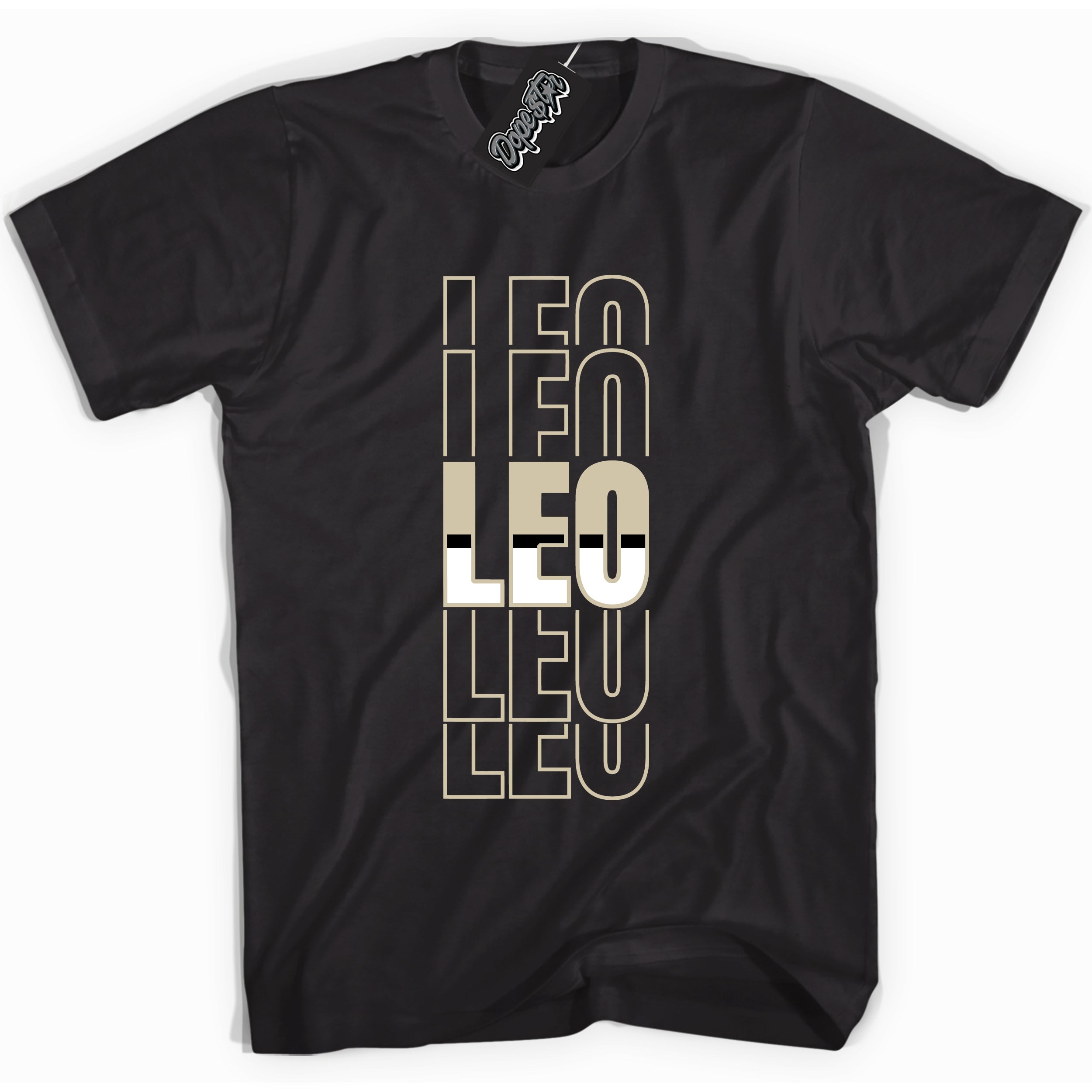 Cool Black Shirt with “ Leo” design that perfectly matches Gratitude 11s Sneakers.