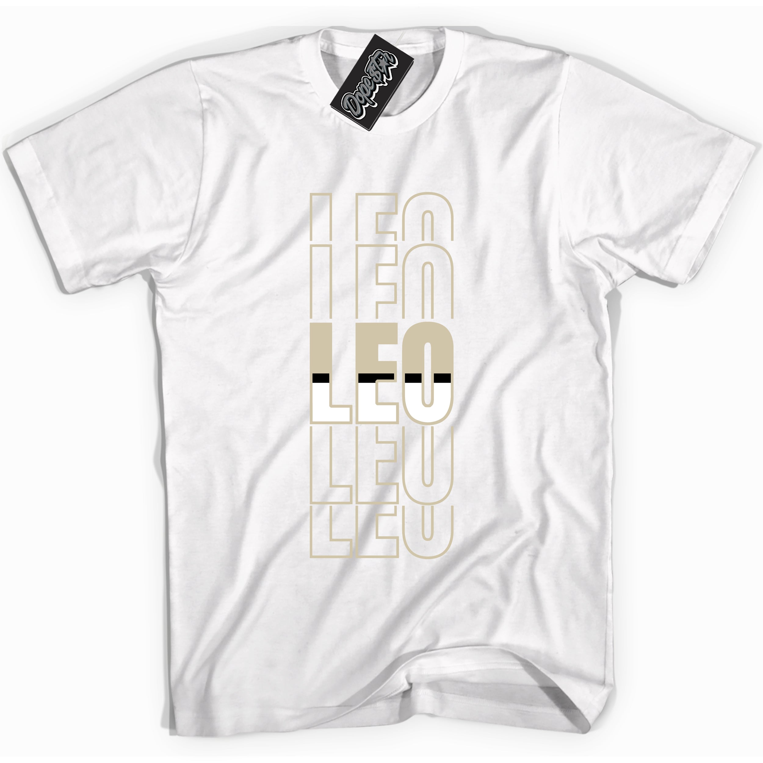 Cool White Shirt with “ Leo” design that perfectly matches Gratitude 11s Sneakers.