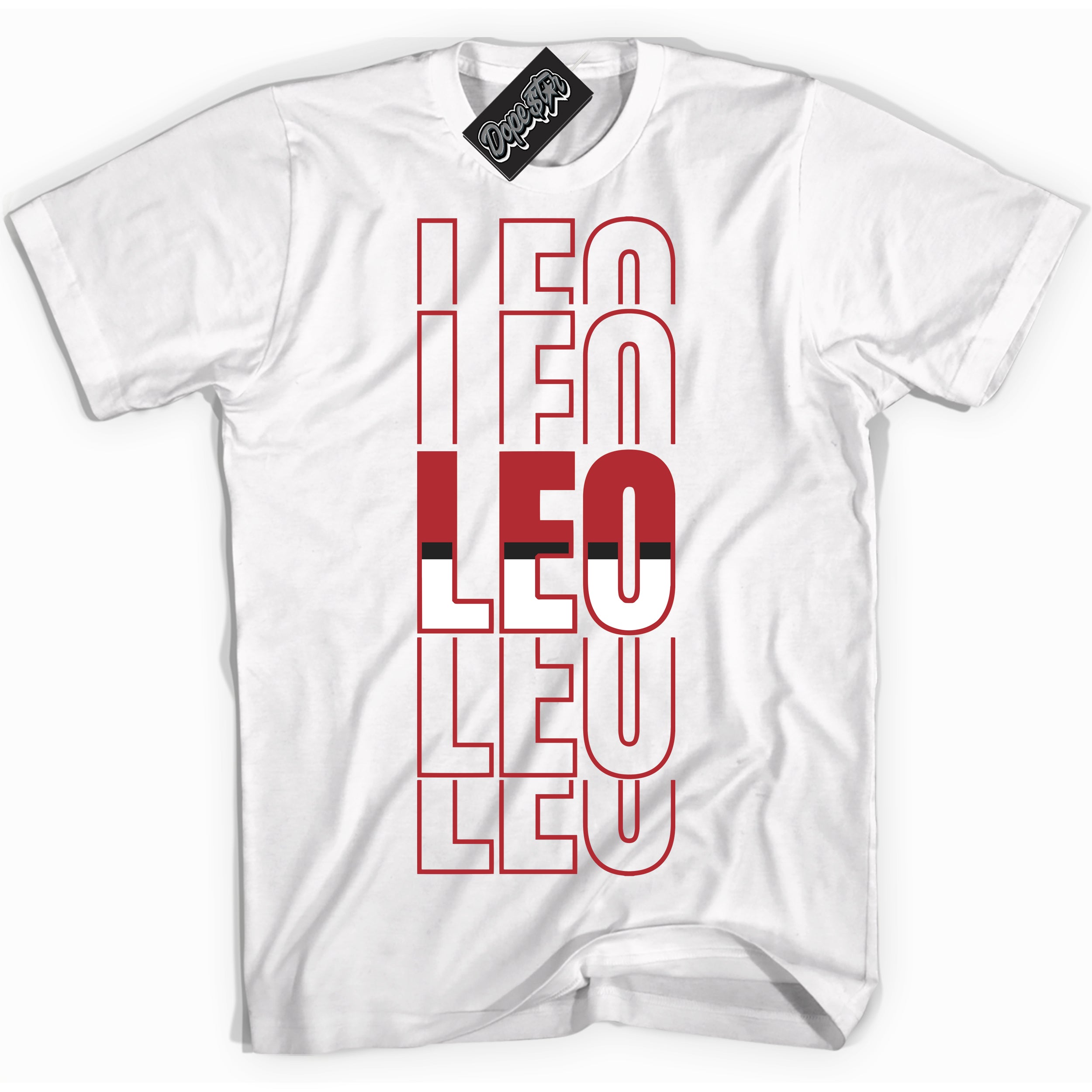 Cool White graphic tee with “ Leo ” print, that perfectly matches Lost And Found 1s sneakers 