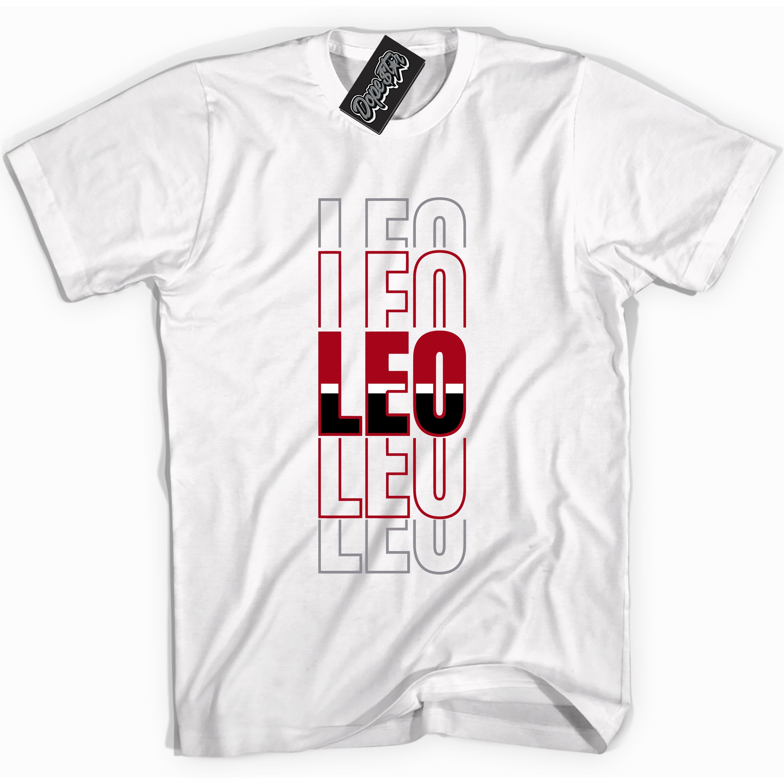 Cool White Shirt with “ Leo” design that perfectly matches Bred Reimagined 4s Jordans.