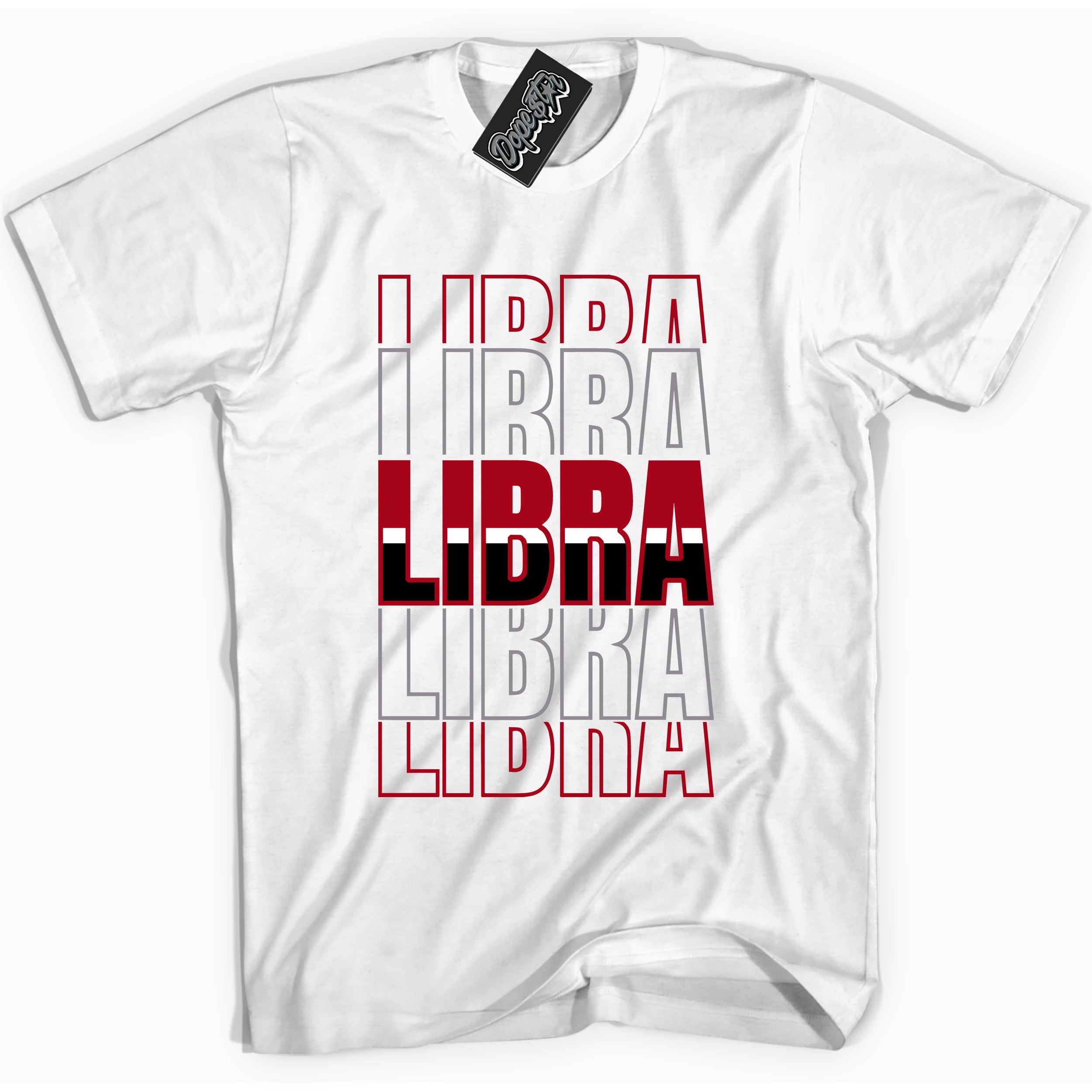 Cool White Shirt with “ Libra” design that perfectly matches Bred Reimagined 4s Jordans.