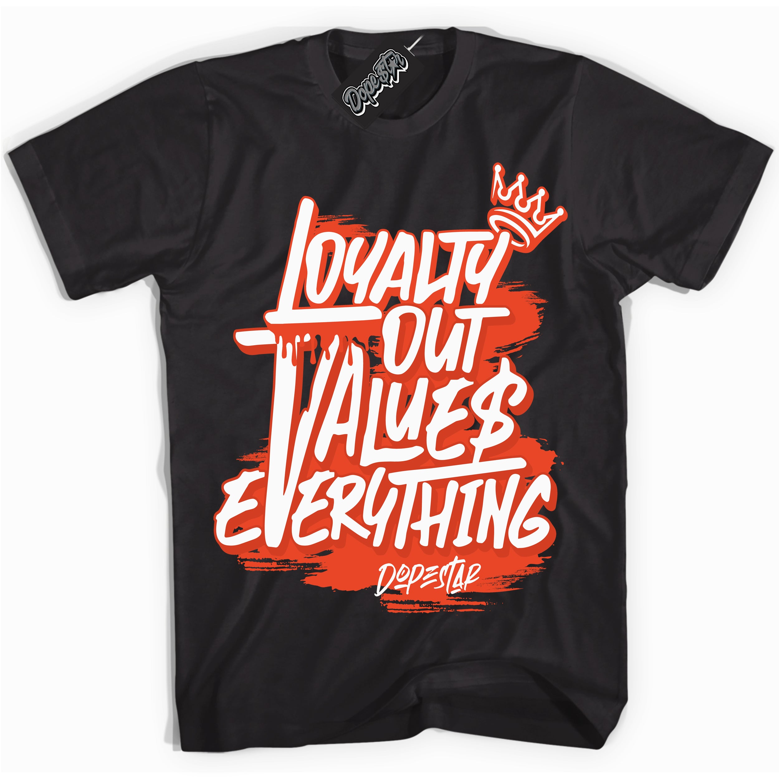 Nike Dunk Low Retro Cosmic Clay 'Loyalty Out Values Everything' Shirt - Black Streetwear Mockup | Sneakerhead T-Shirt Matching Nike Dunk Low Retro Cosmic Clay | Limited Edition Urban Streetwear for Sneaker Matching OOTD | Outfits that pair perfectly with your ND Low Retro Cosmic Clay | Sneakerhead Fashion Must-Have Apparel for Men and Women