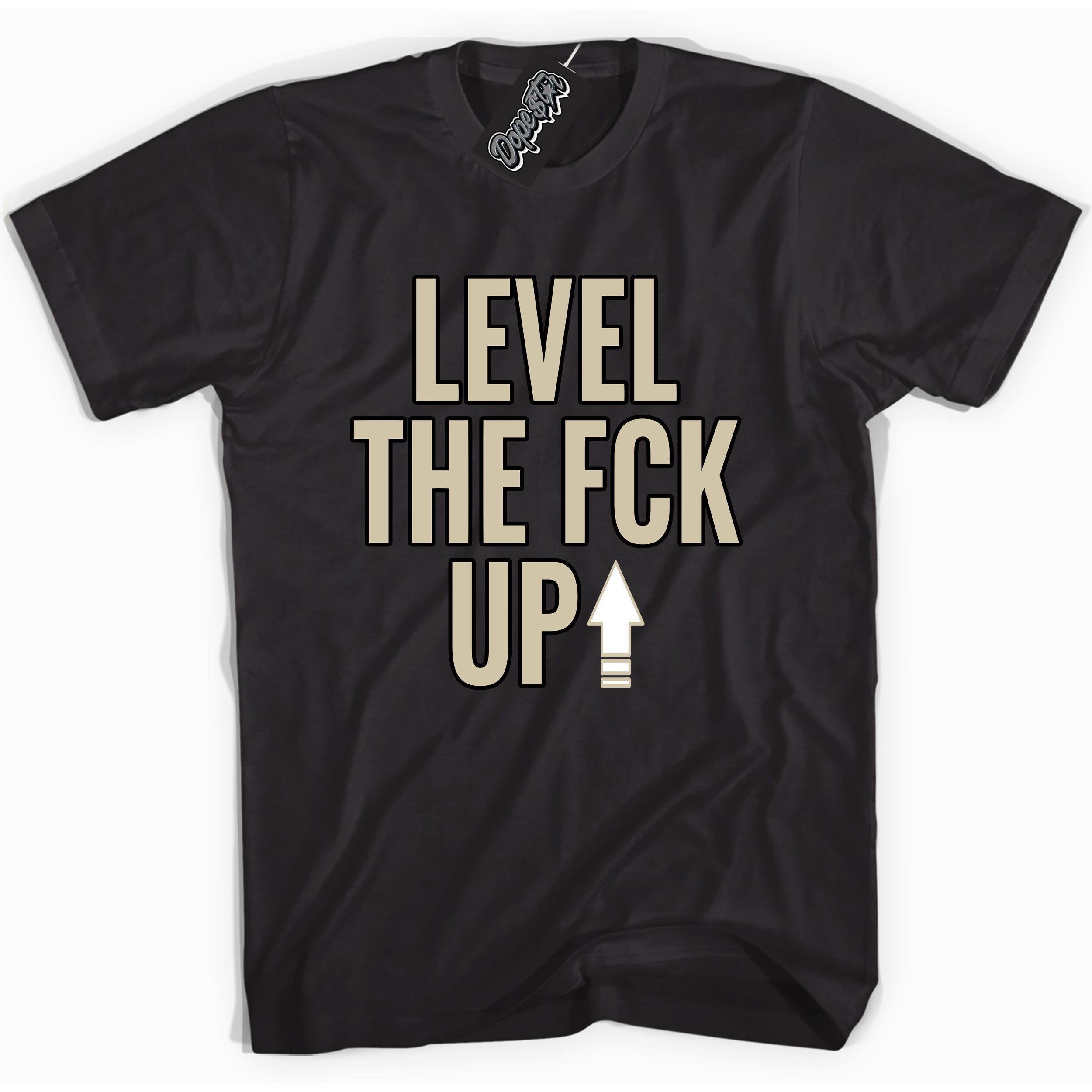 Cool Black Shirt with “ Level The Fck Up” design that perfectly matches Gratitude 11s Sneakers.