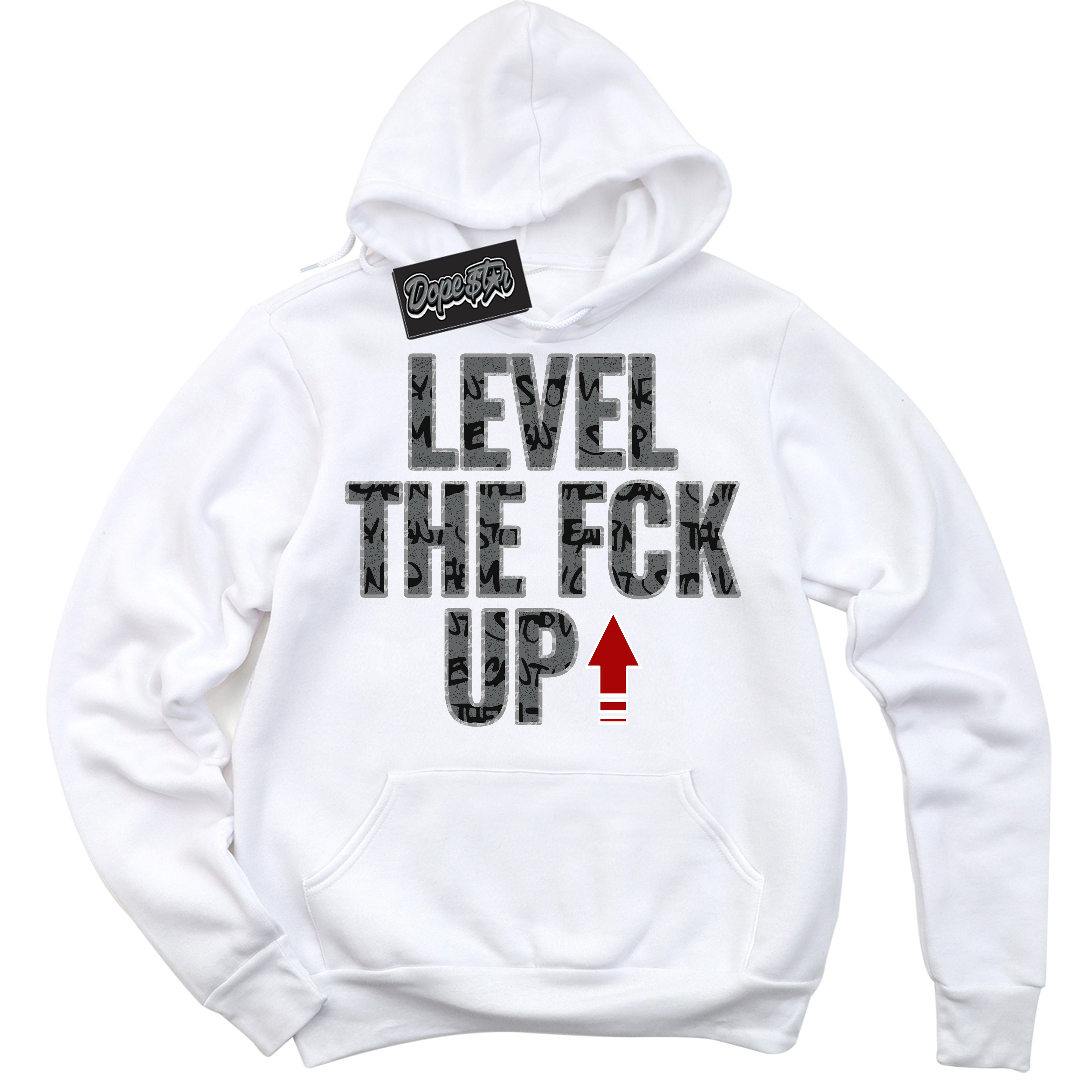 Cool White Hoodie with “ Level The Fck Up ”  design that Perfectly Matches Rebellionaire 1s Sneakers.