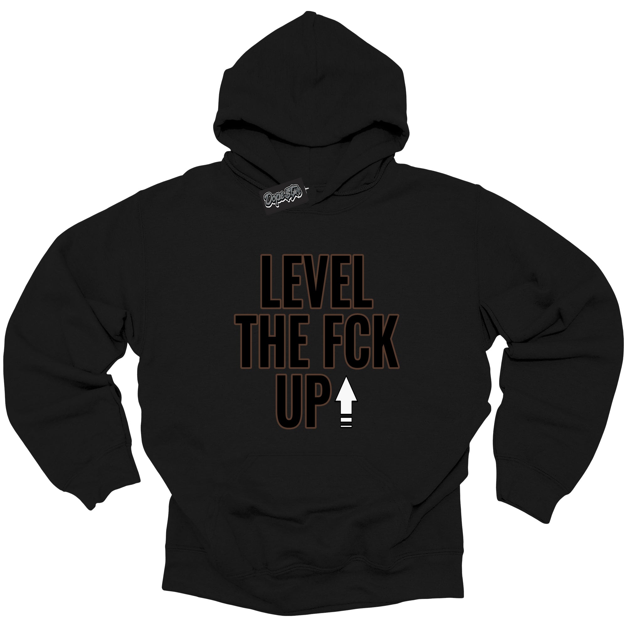 Cool Black Graphic DopeStar Hoodie with “ Level The Fck Up “ print, that perfectly matches Palomino 1s sneakers