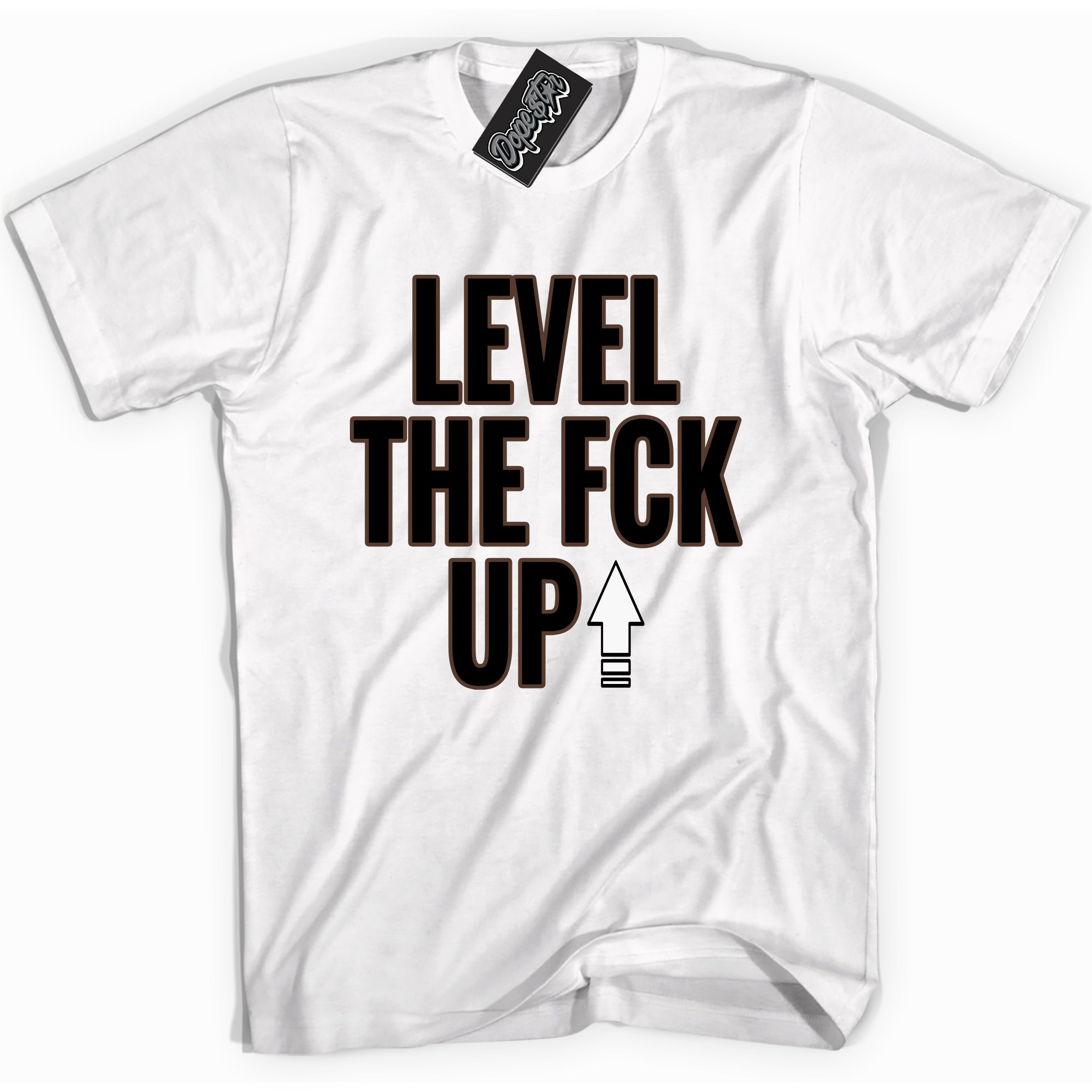 Cool White graphic tee with “ Level The Fck Up ” design, that perfectly matches Palomino 1s sneakers 