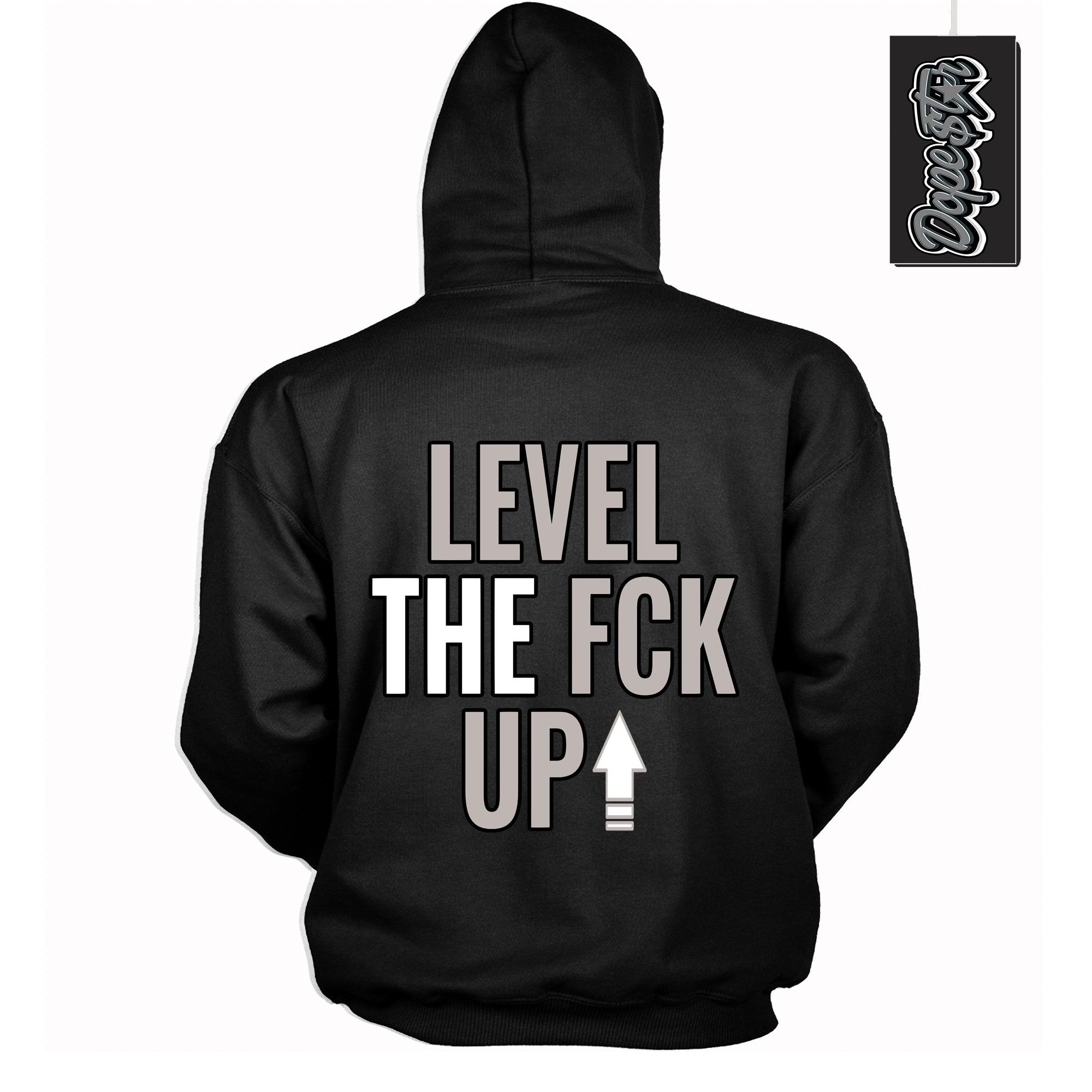Cool Black Hoodie With Level Up design That Perfectly Matches AIR JORDAN 4 RETRO MILITARY BLACK Sneakers