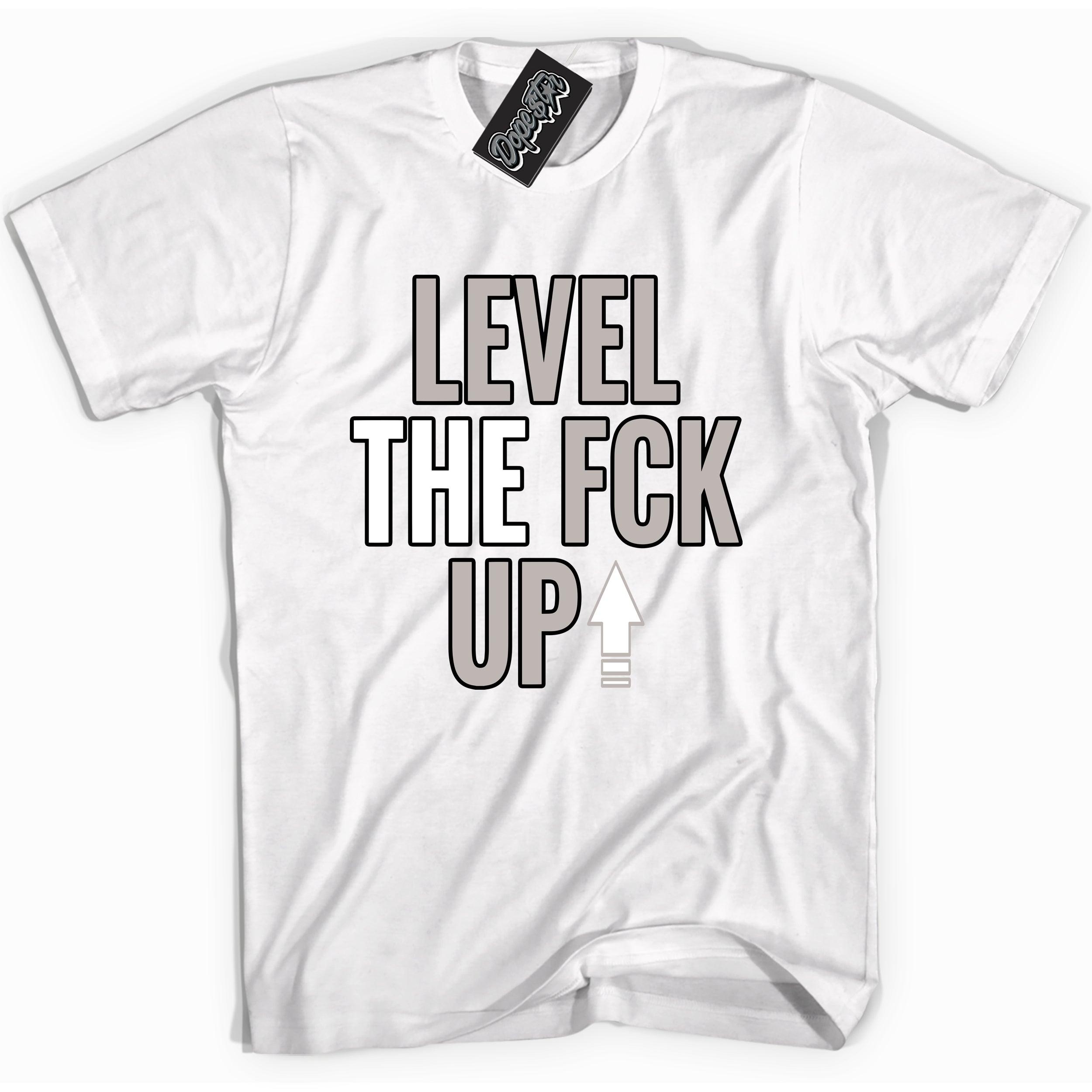Cool White Shirt With Level Up design That Perfectly Matches AIR JORDAN 4 RETRO MILITARY BLACK Sneakers.