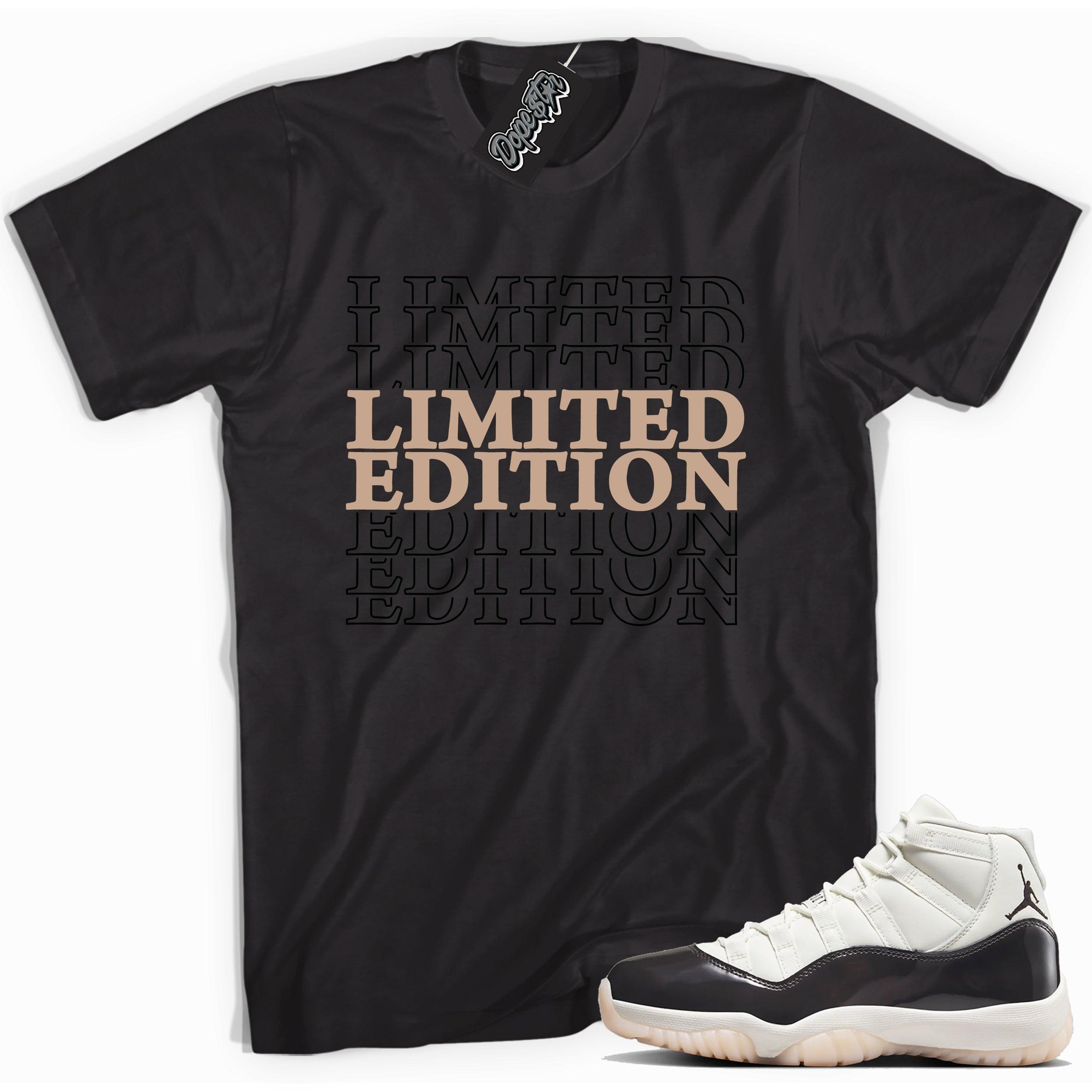 Cool Black graphic tee with “ Limited Edition ” print, that perfectly matches Air Jordan 11 Neapolitan sneakers 