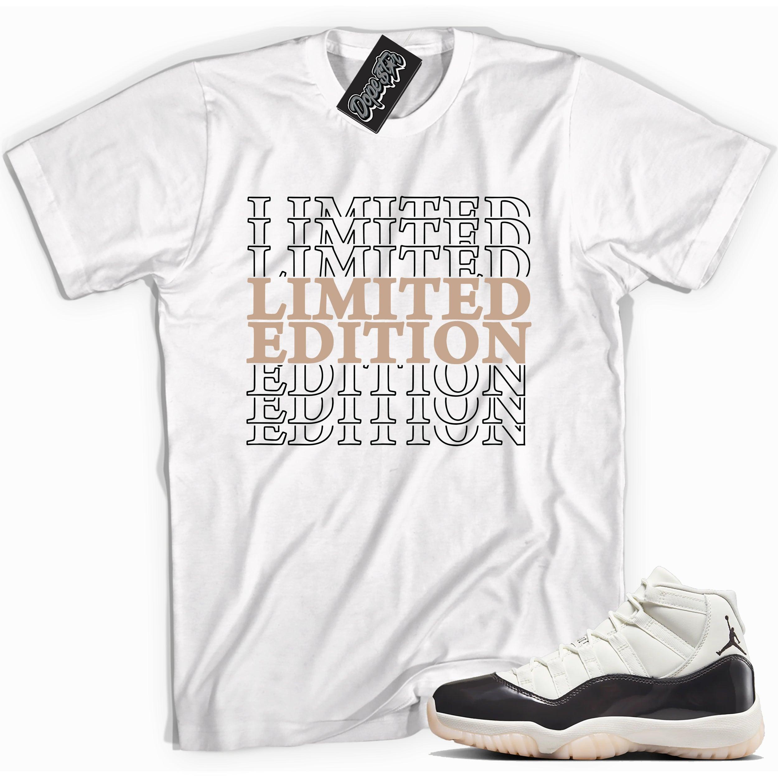 Cool White graphic tee with “ Limited Edition ” print, that perfectly matches Air Jordan 11 Neapolitan sneakers