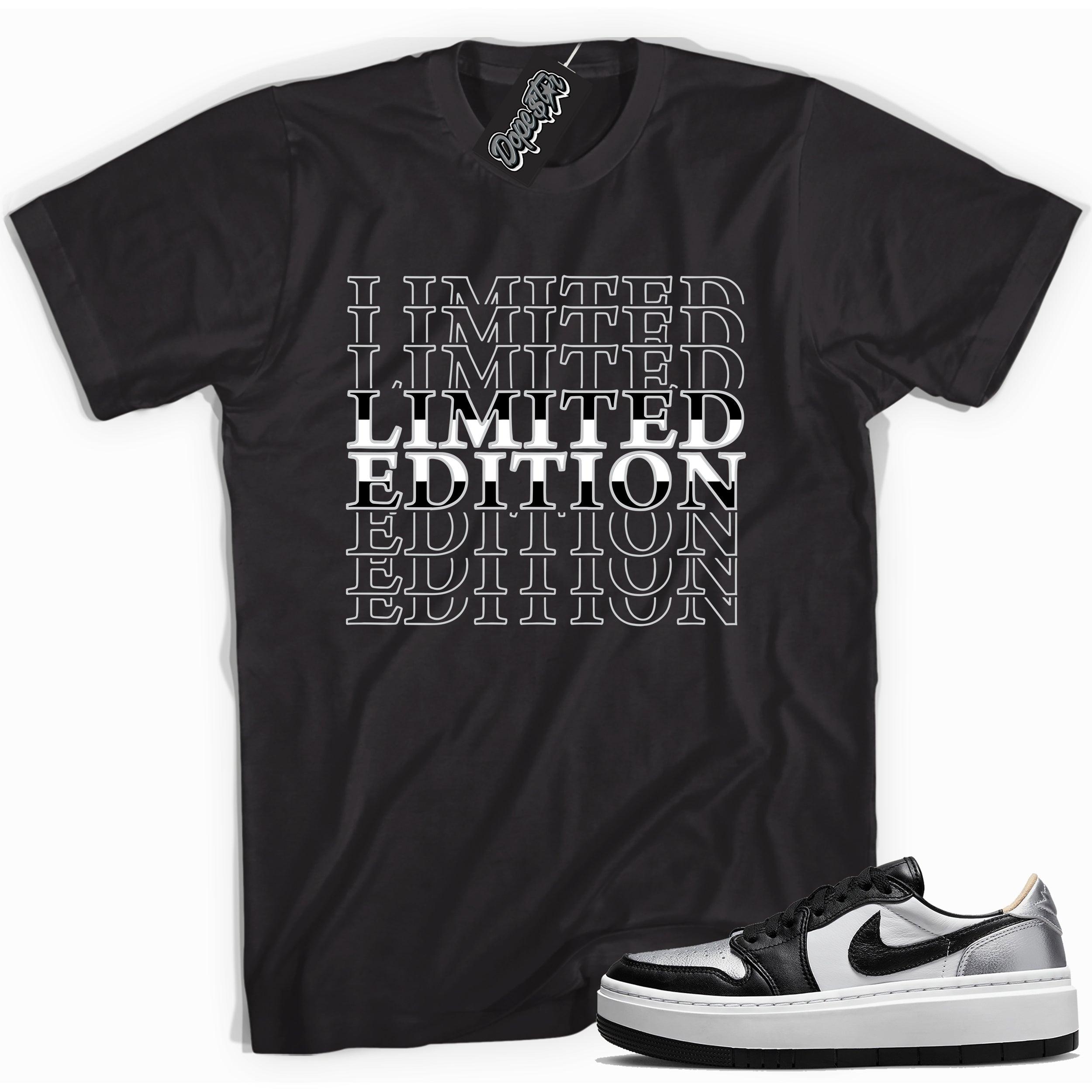 Cool black graphic tee with 'limited edition' print, that perfectly matches Air Jordan 1 Elevate Low SE Silver Toe sneakers.