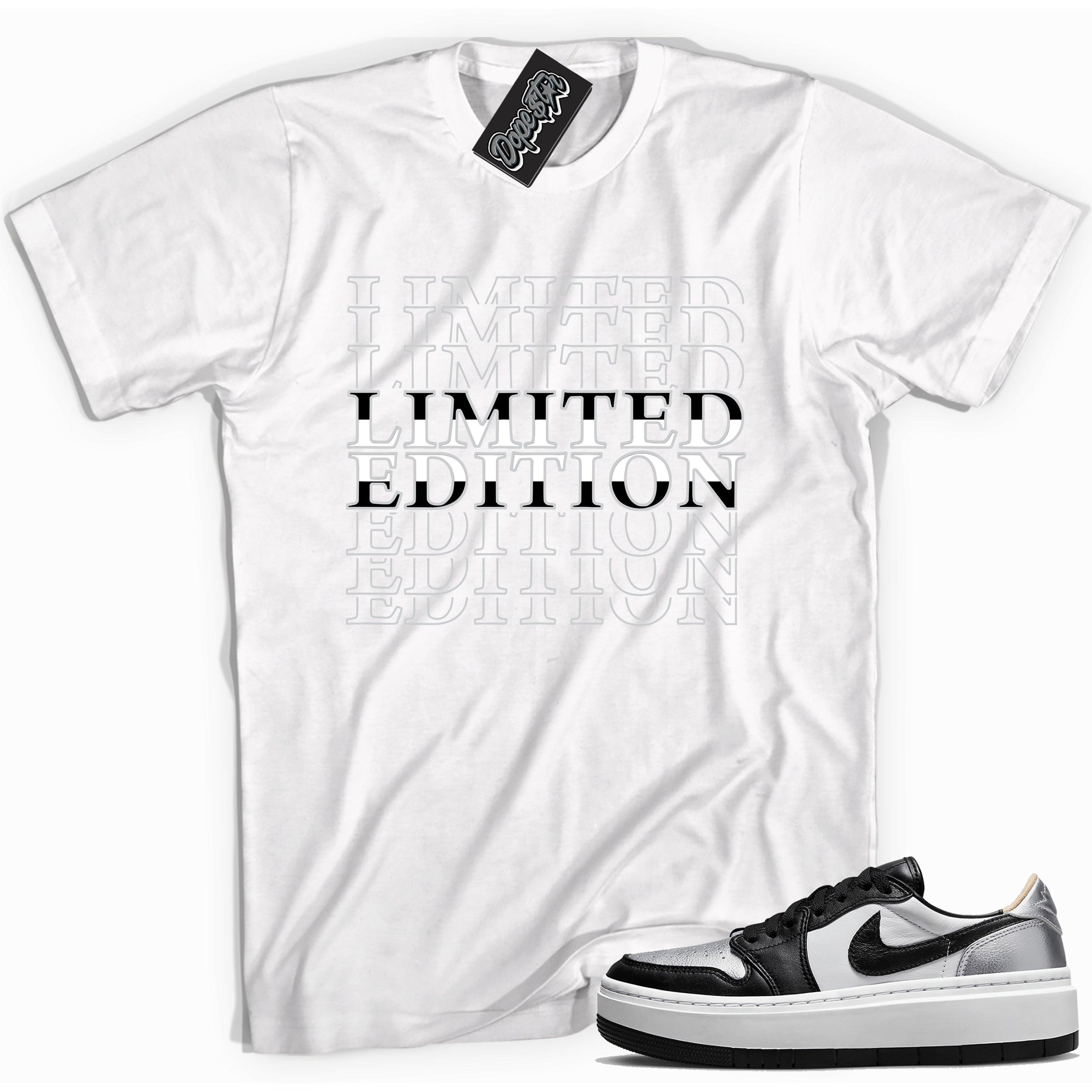 Cool white graphic tee with 'limited edition' print, that perfectly matches Air Jordan 1 Elevate Low SE Silver Toe sneakers.