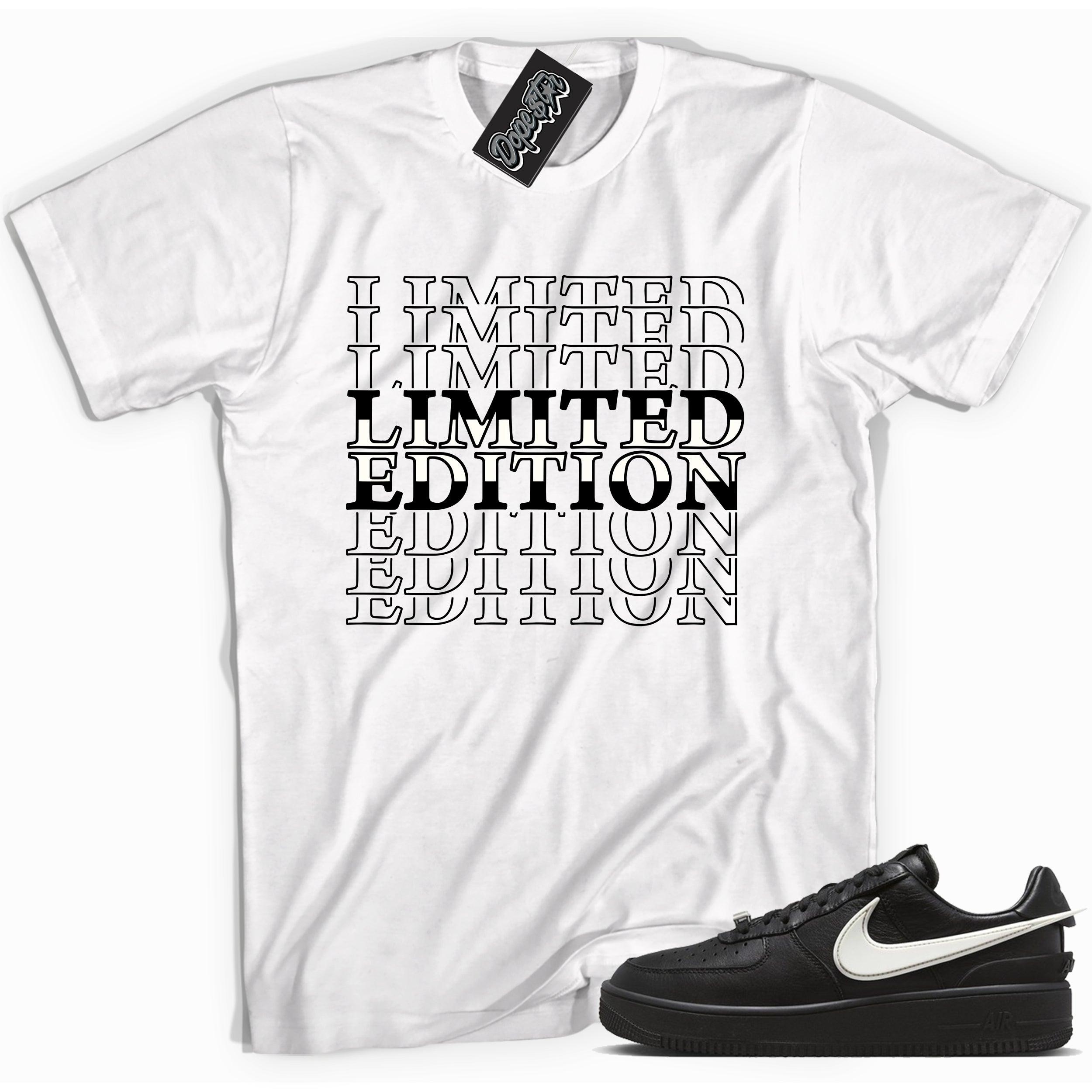 Cool white graphic tee with 'limited edition' print, that perfectly matches Nike Air Force 1 Low SP Ambush Phantom sneakers.
