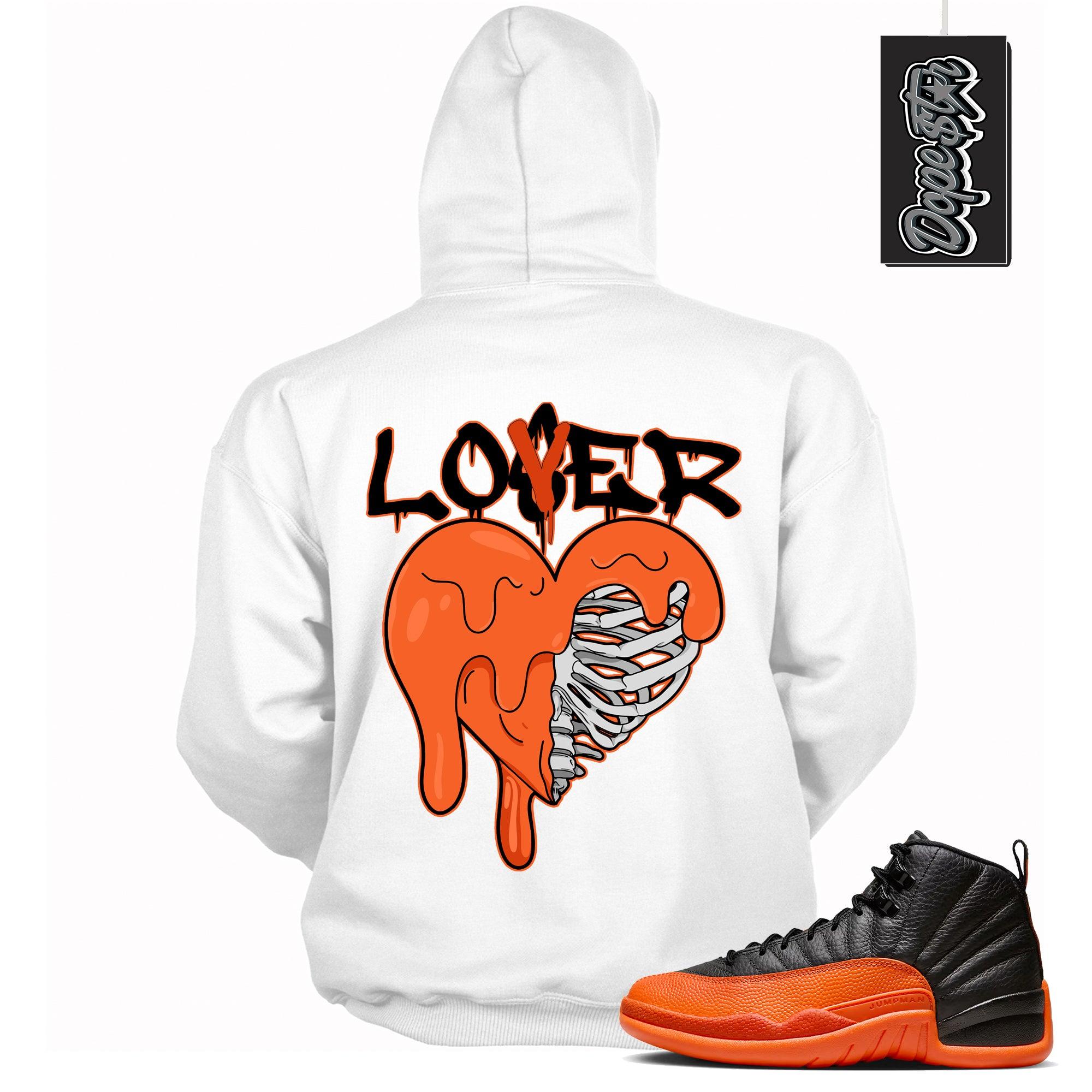 Cool White Graphic Hoodie with “ Lover Loser “ print, that perfectly matches Air Jordan 12 Retro WNBA All-Star Brilliant Orange  sneakers