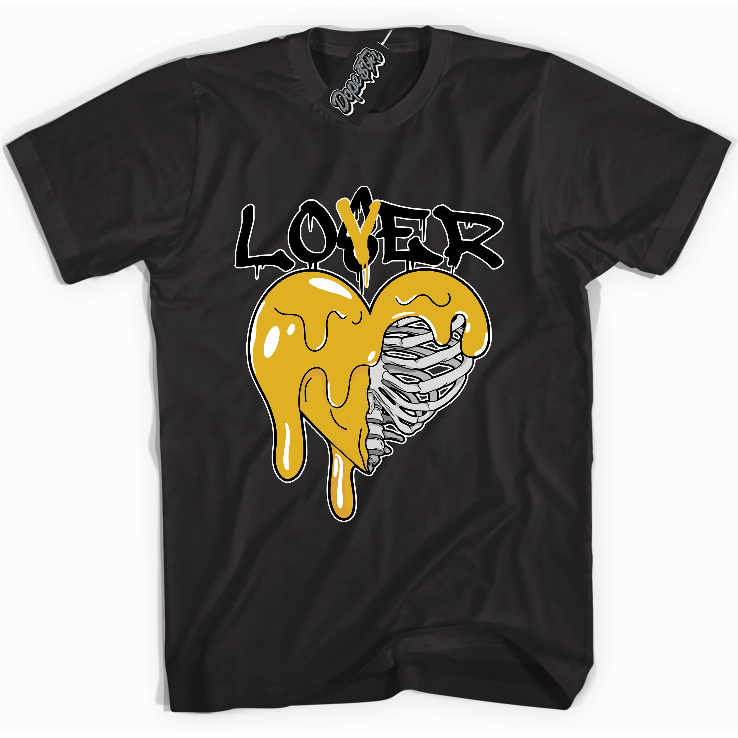 Cool Black Shirt With Lover Loser design That Perfectly Matches AIR JORDAN 6 RETRO YELLOW OCHRE Sneakers.