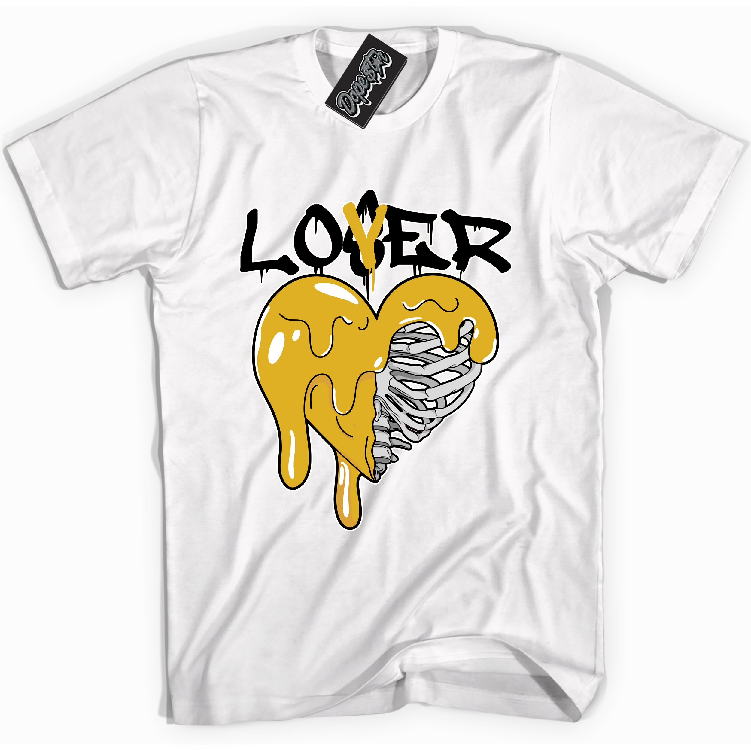 Cool White Shirt With Lover Loser design That Perfectly Matches AIR JORDAN 6 RETRO YELLOW OCHRE Sneakers.